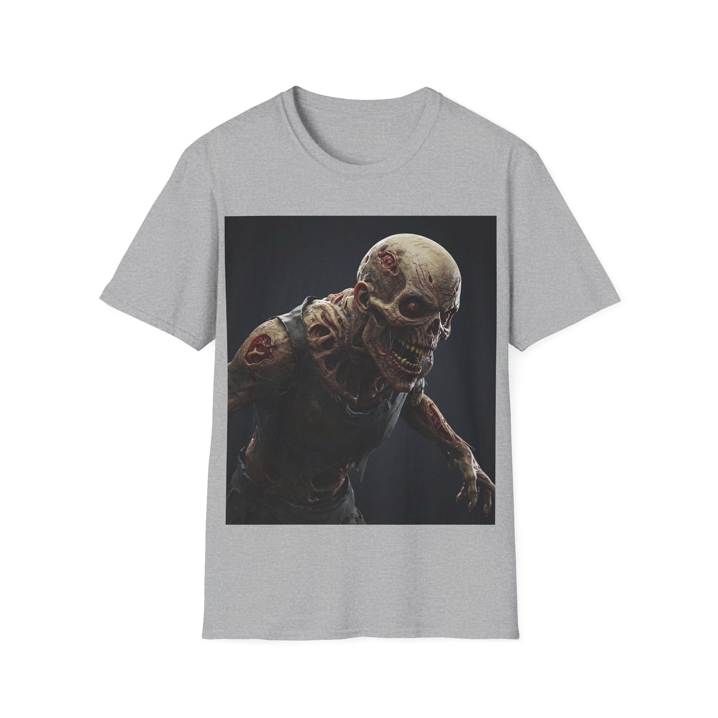 UK - Creepy Skeleton Graphic Unisex Softstyle T-Shirt - Perfect for Halloween & Horror Fans