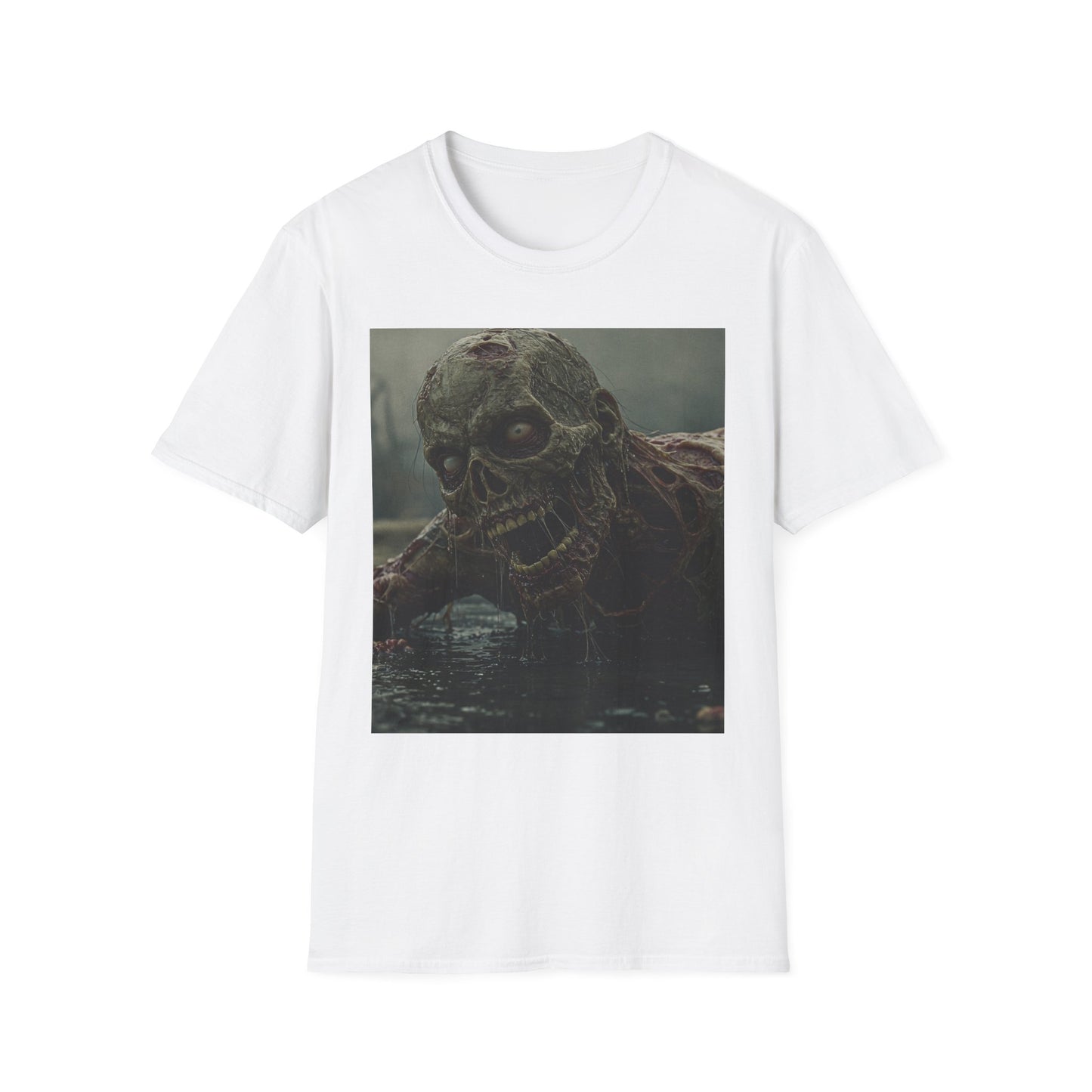 Creepy Skeleton Unisex Softstyle T-Shirt - Perfect for Halloween and Horror Fans
