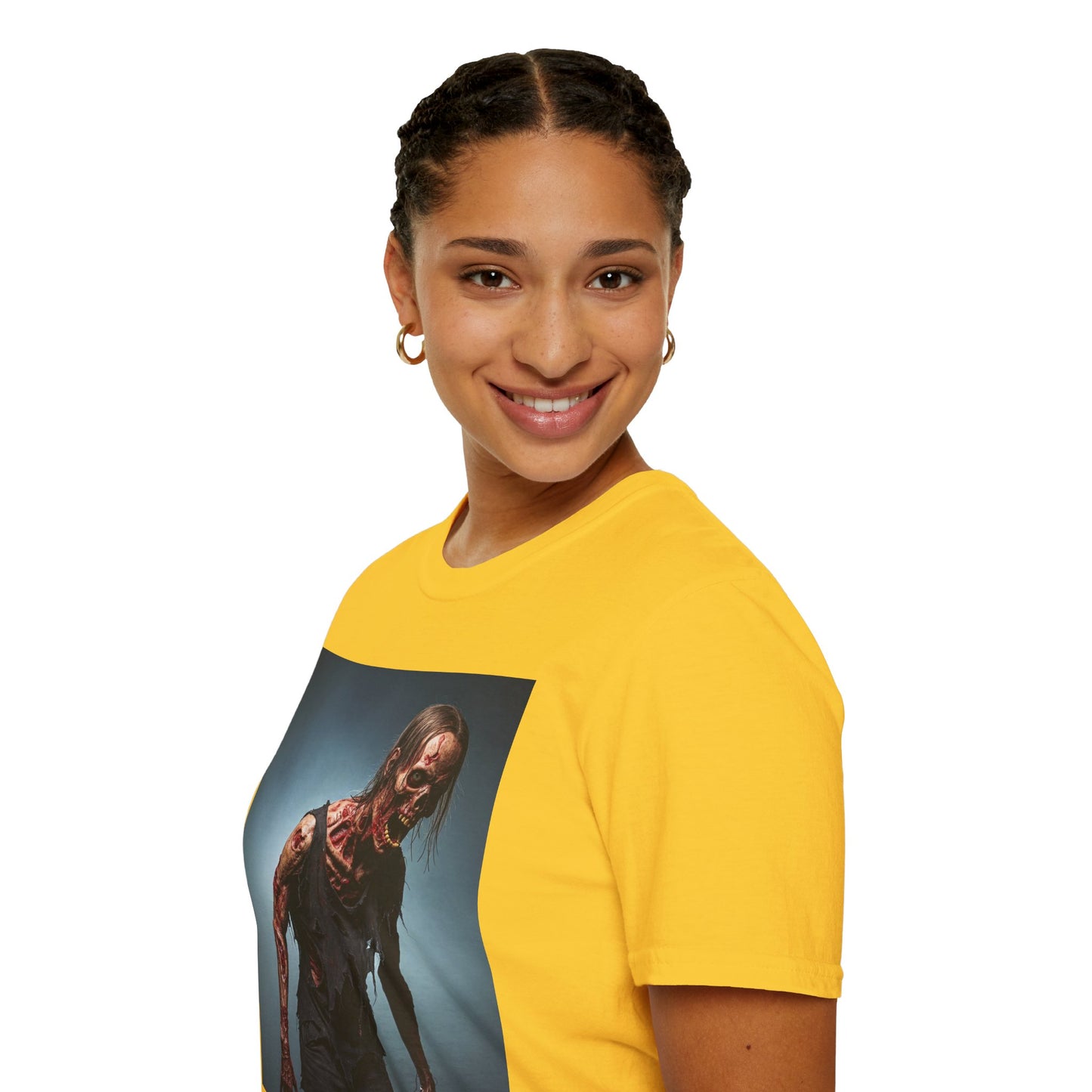 Zombie Graphic Unisex Softstyle T-Shirt - Perfect for Halloween and Horror Fans