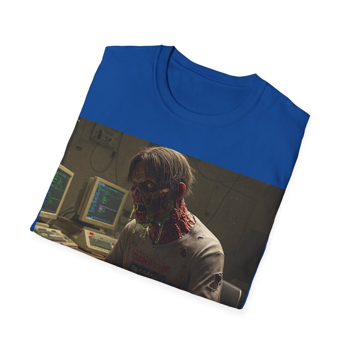 UK - Zombie Hacker Unisex Softstyle T-Shirt - Retro Gaming Vibe