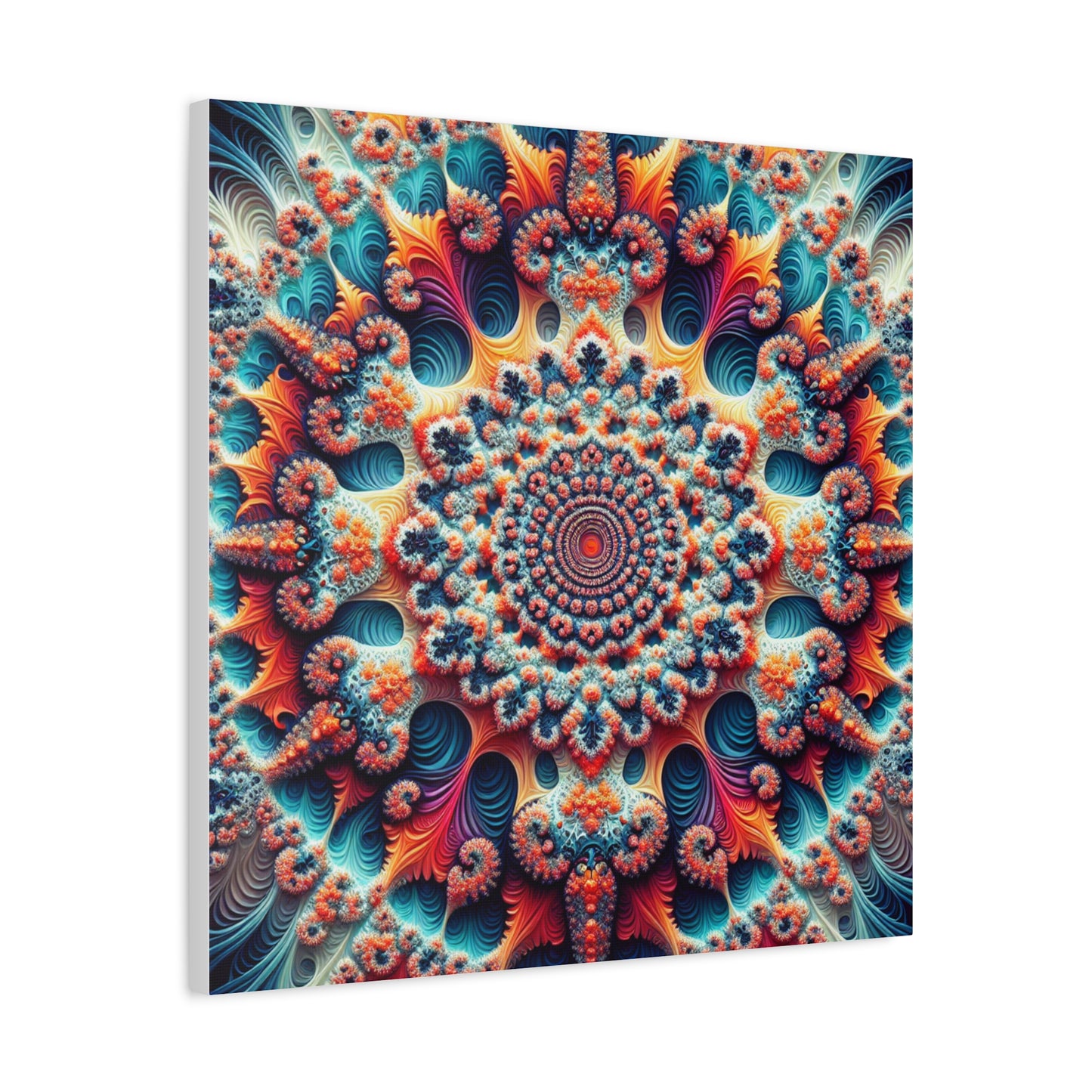 Vibrant Fractal Art Canvas – Stunning Stretched Wall Decor for Home or Office