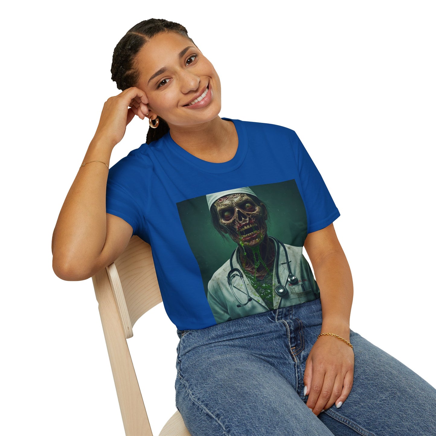 Zombie Doctor Unisex Softstyle T-Shirt - Perfect for Halloween and Horror Fans