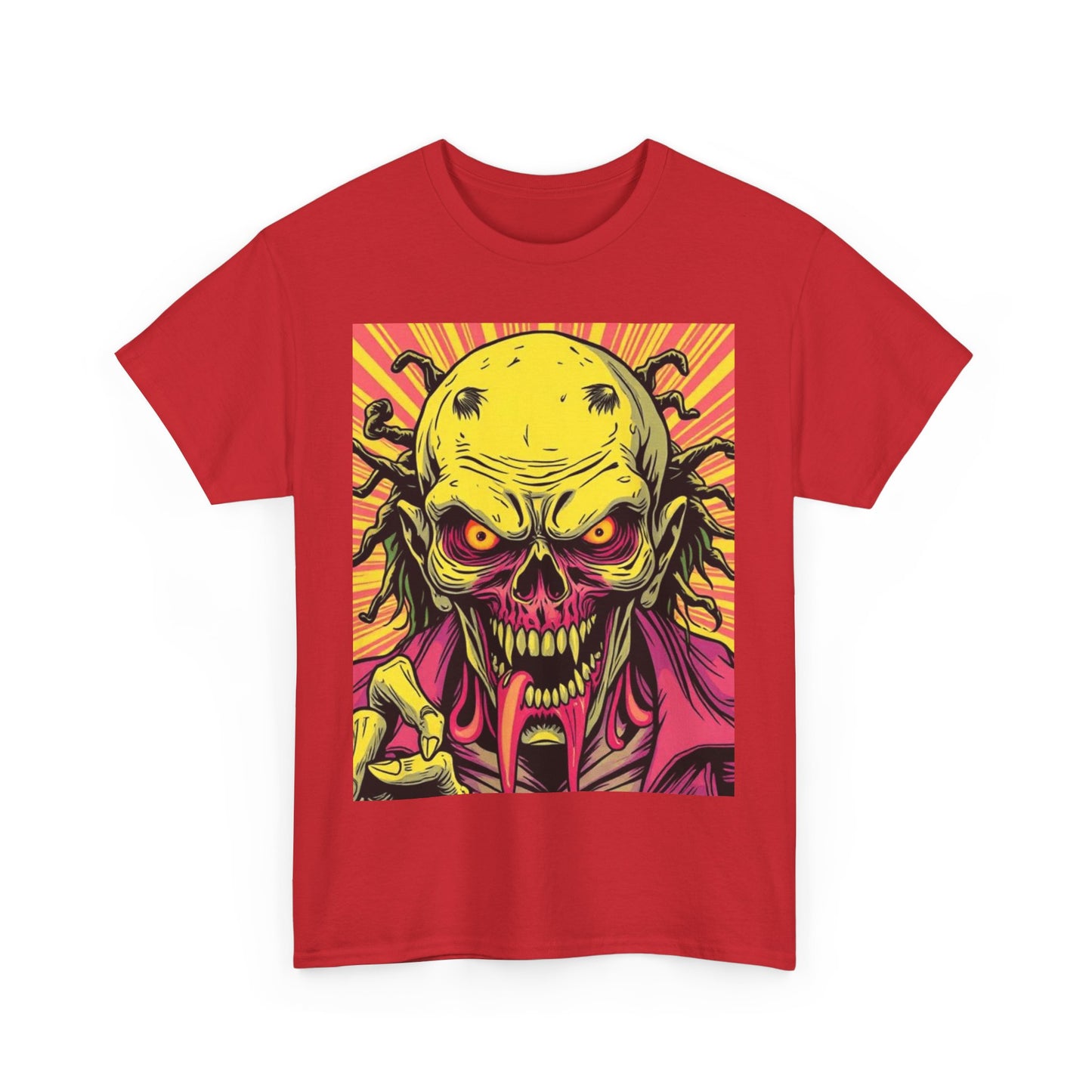 Unisex Heavy Cotton Tee - Spooky Skeleton Design for Halloween