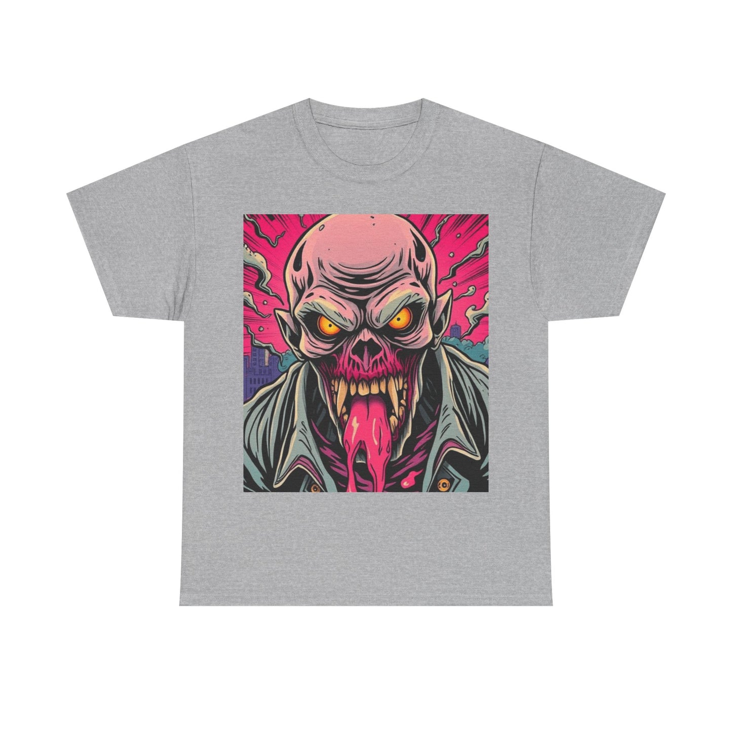 UK - Graphic Horror Tee - Unisex Heavy Cotton T-Shirt with Skull Design