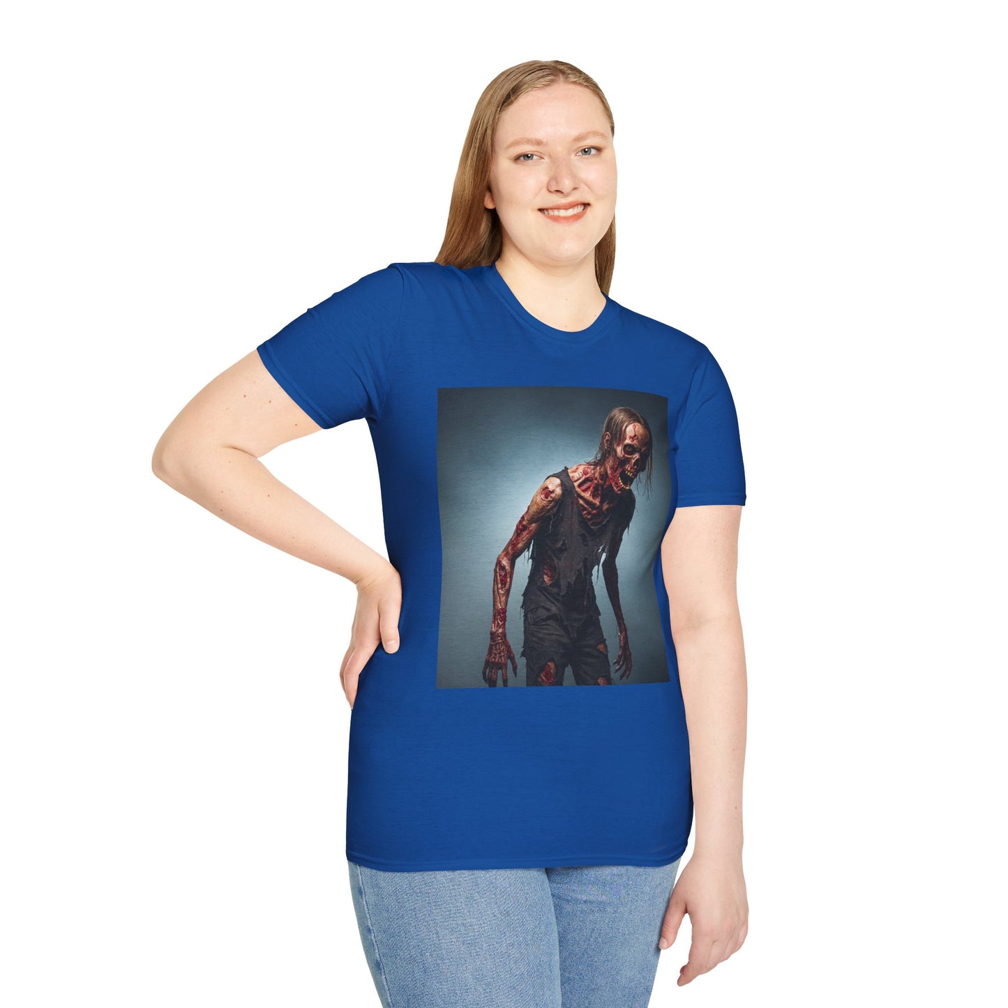 Zombie Graphic Unisex Softstyle T-Shirt - Perfect for Halloween and Horror Fans