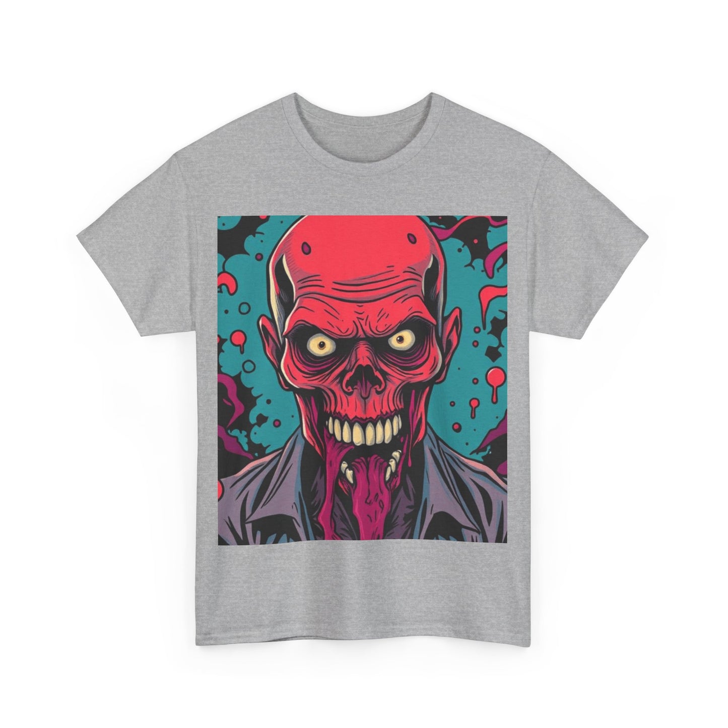 UK - Vintage Skull Graphic Unisex Heavy Cotton Tee - Perfect for Halloween and Casual Wear