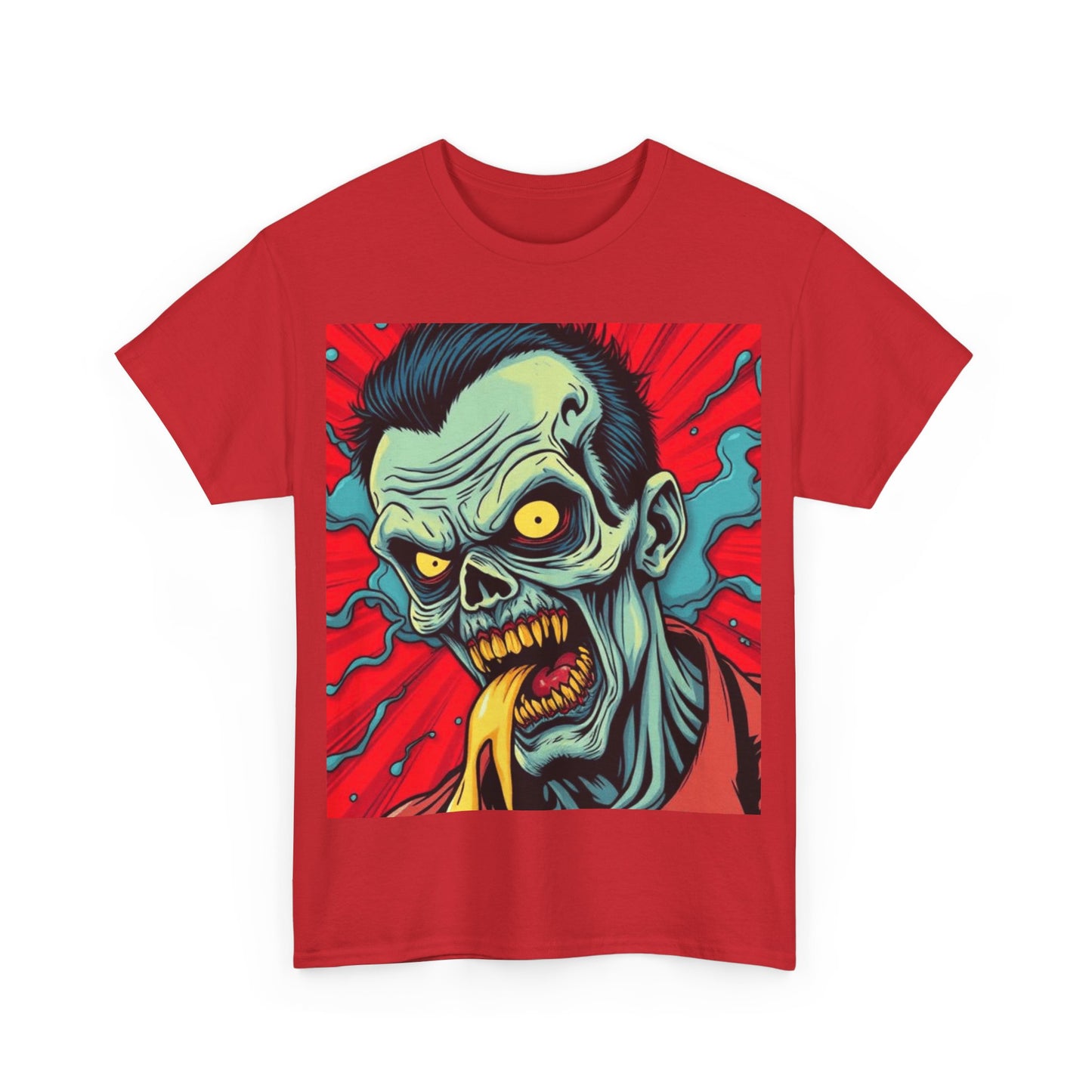 UK - Zombie Art Unisex Heavy Cotton Tee - Retro Horror Graphic Shirt