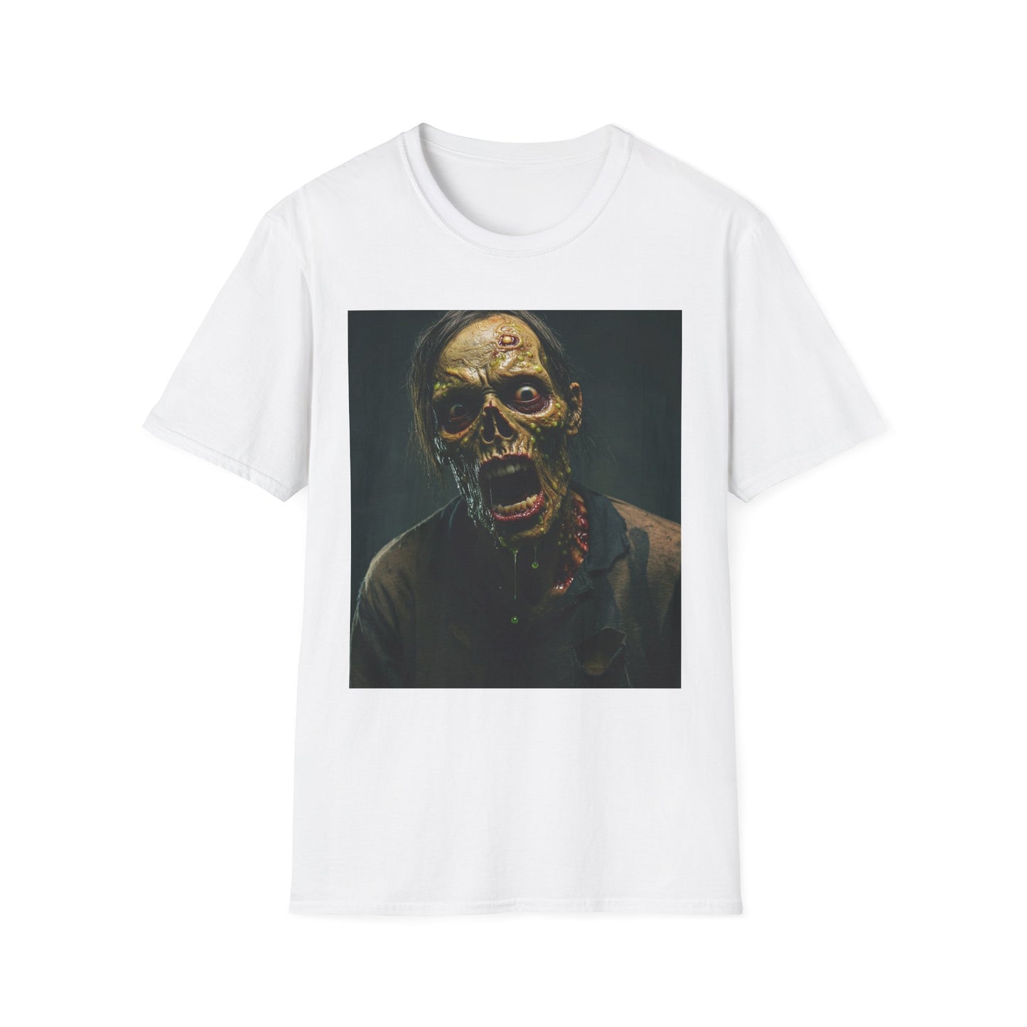 Apocalyptic Portrait Tee, bold, decaying zombie graphic