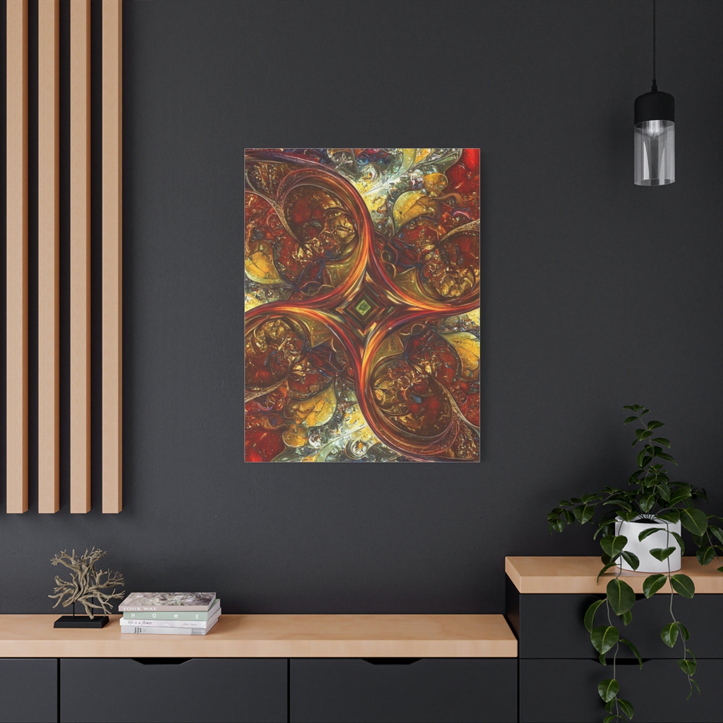 Abstract Art Matte Canvas Wall Decor - Vibrant Fractal Design, Colorful Home Accent
