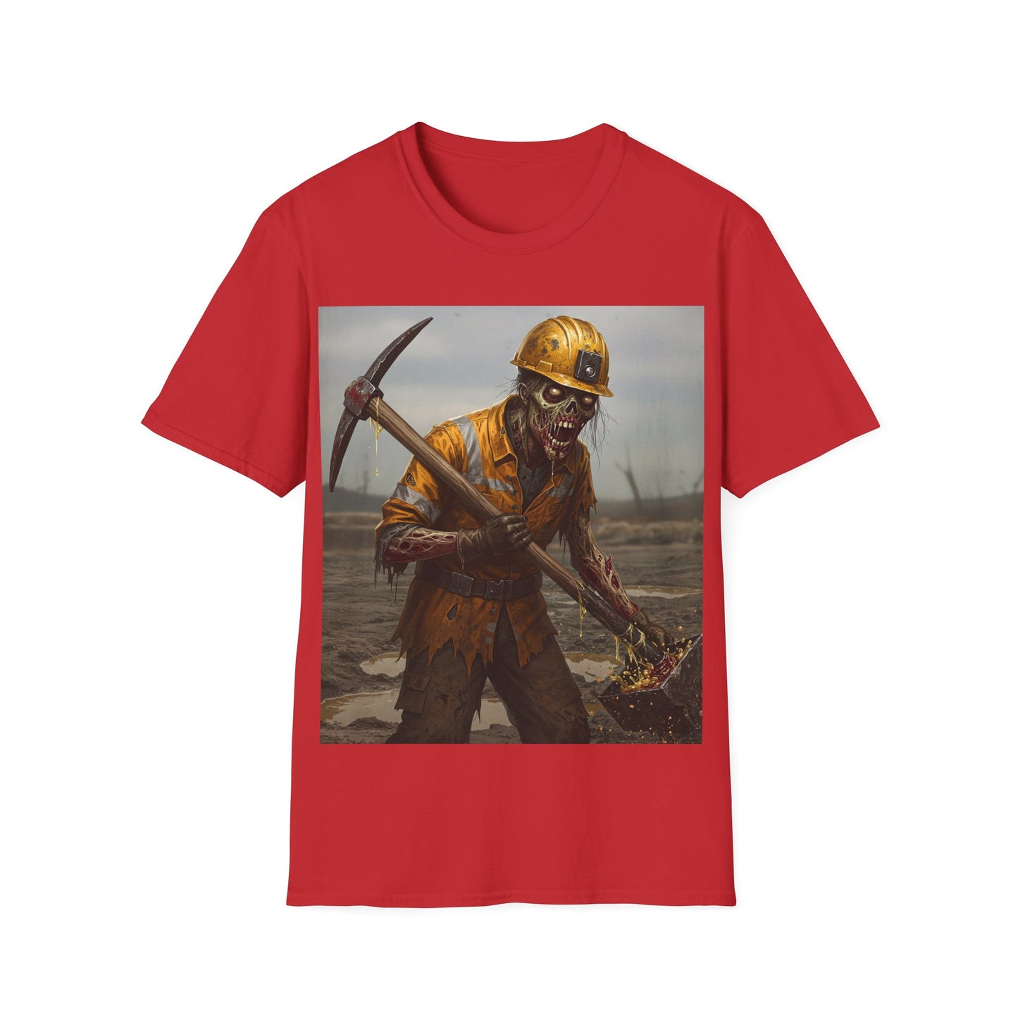 UK - Zombie Miner Unisex Softstyle T-Shirt | Spooky Graphic Tee for Horror Fans