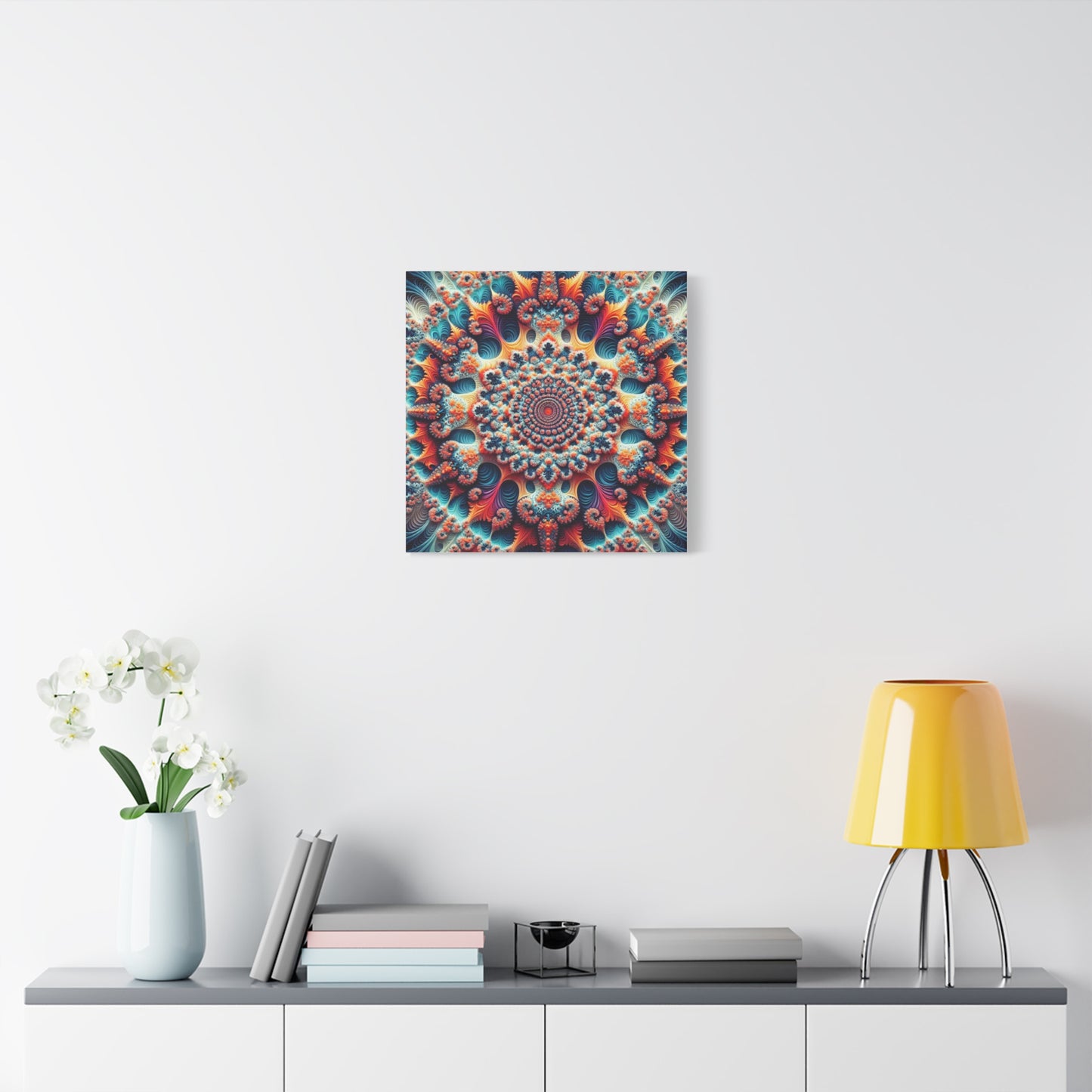 Vibrant Fractal Art Canvas – Stunning Stretched Wall Decor for Home or Office
