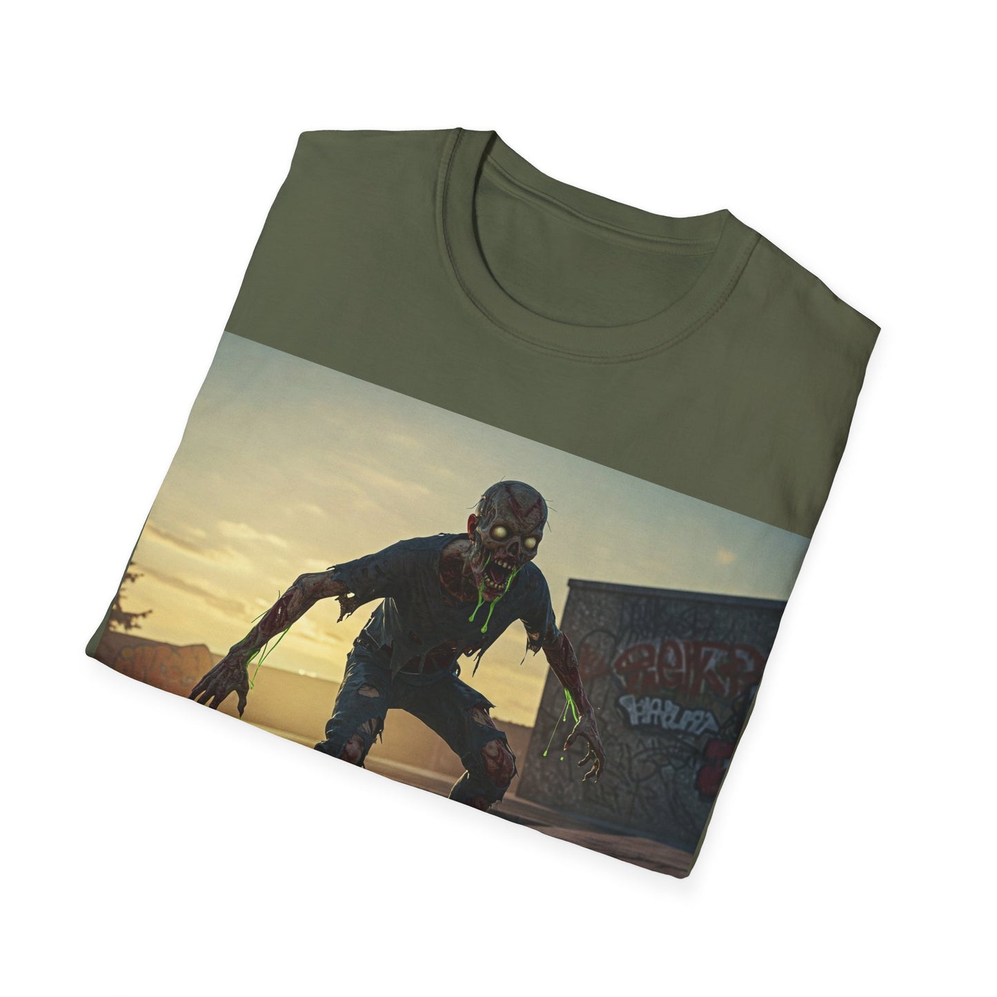 UK - Skateboard Zombie Unisex Softstyle T-Shirt | Casual Graphic Tee for Skaters