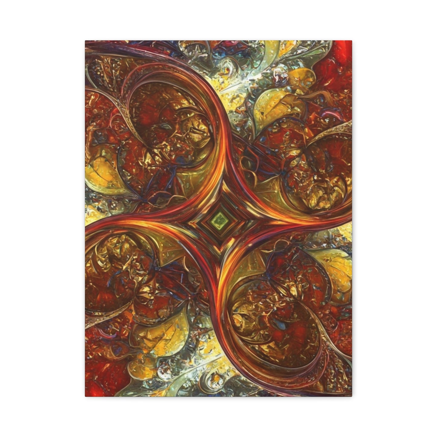 Abstract Art Matte Canvas Wall Decor - Vibrant Fractal Design, Colorful Home Accent