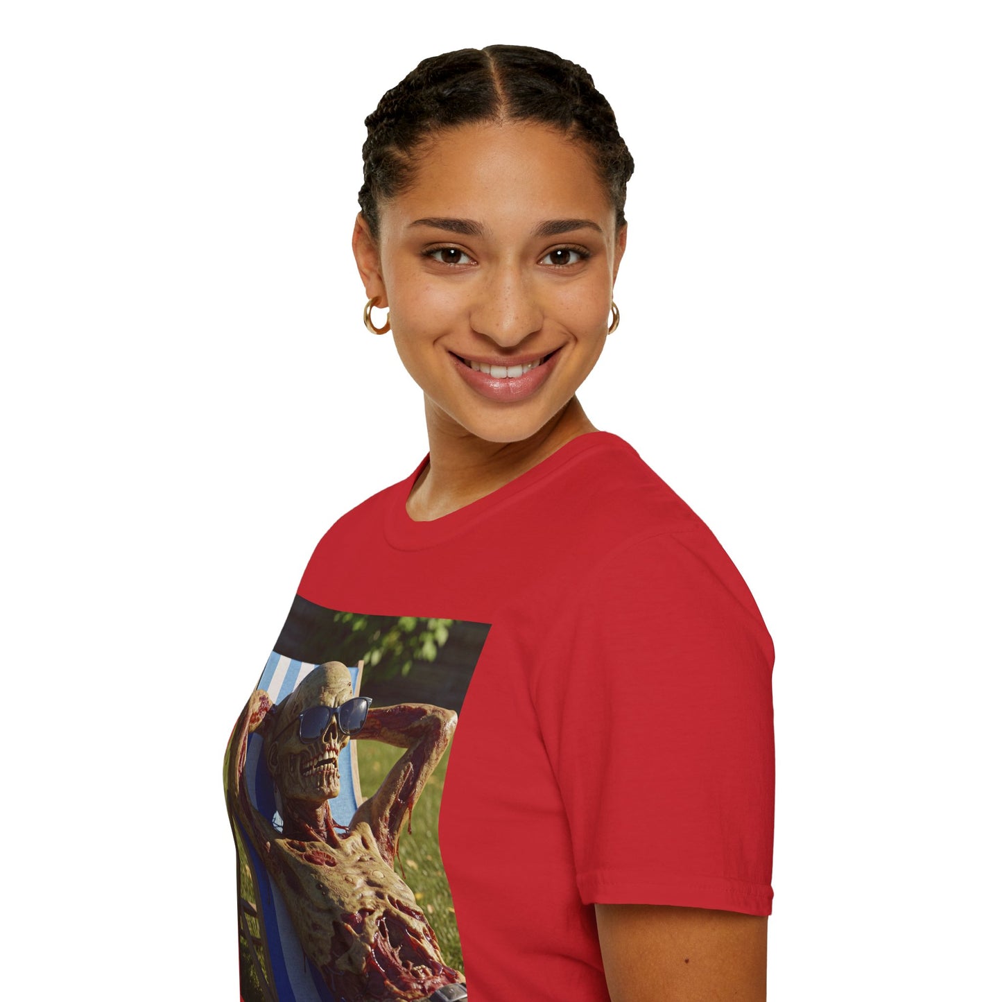 Chillin' Skeleton Unisex Softstyle T-Shirt - Casual Halloween Vibe