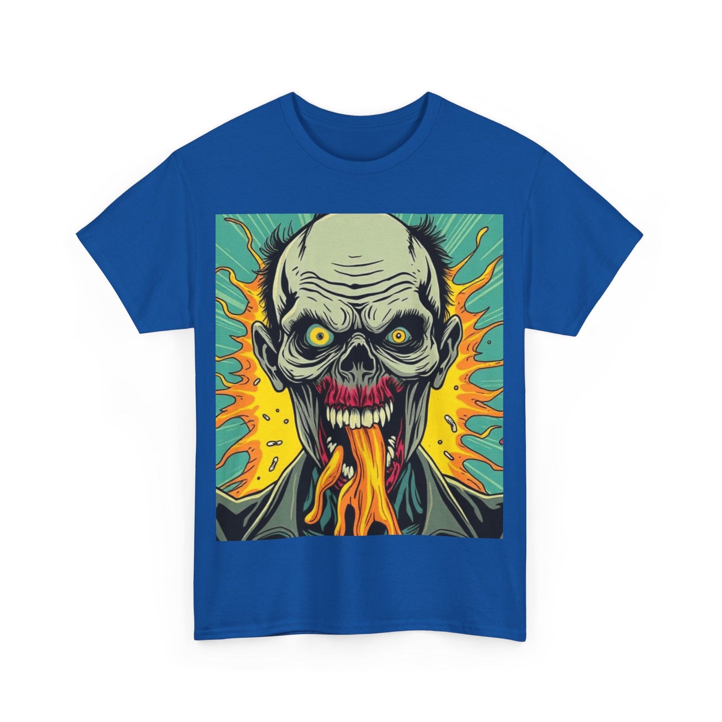 UK - Unisex Heavy Cotton Tee - Fiery Skull Graphic Shirt