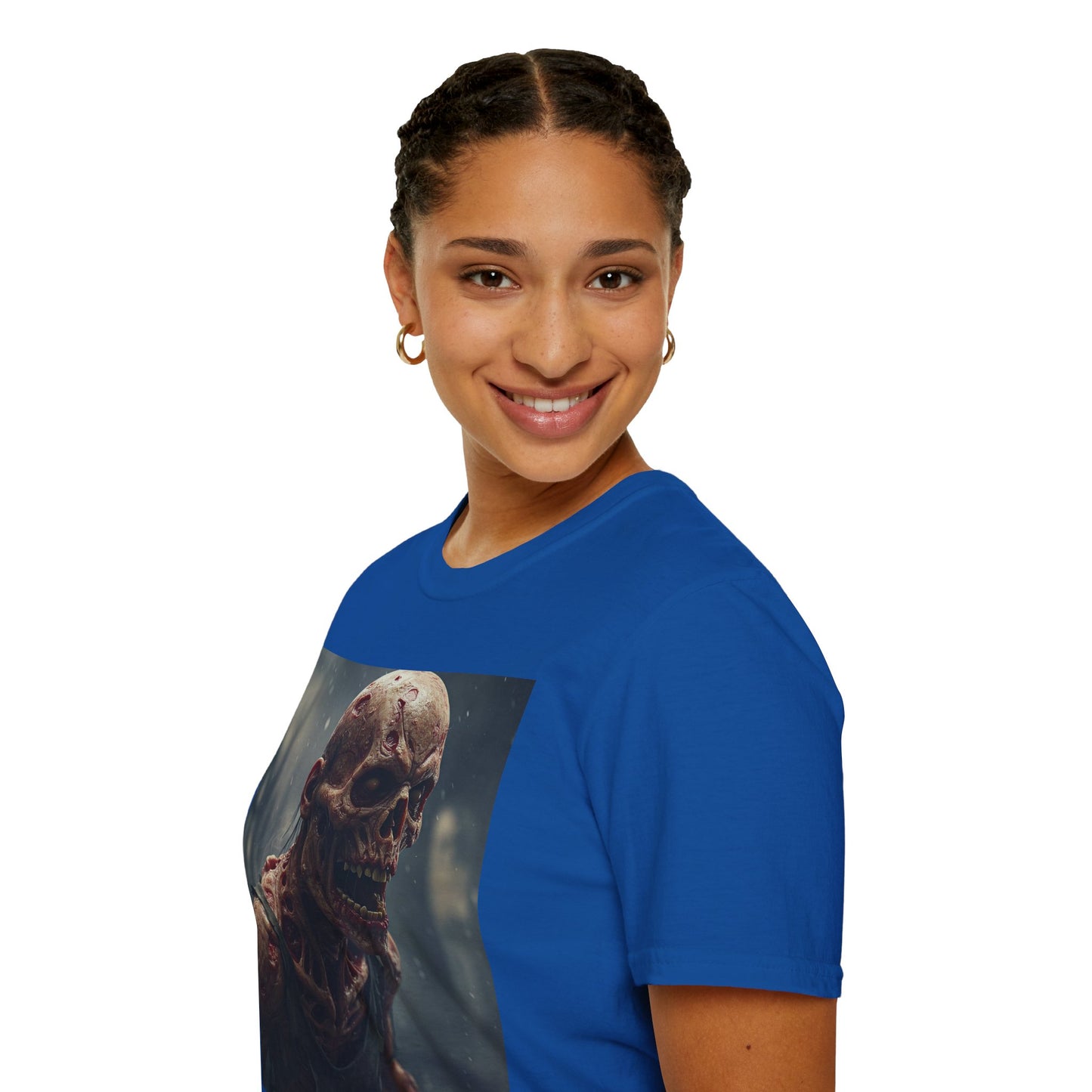 Unisex Softstyle T-Shirt with Creepy Skeleton Design - Perfect for Halloween and Horror Fans