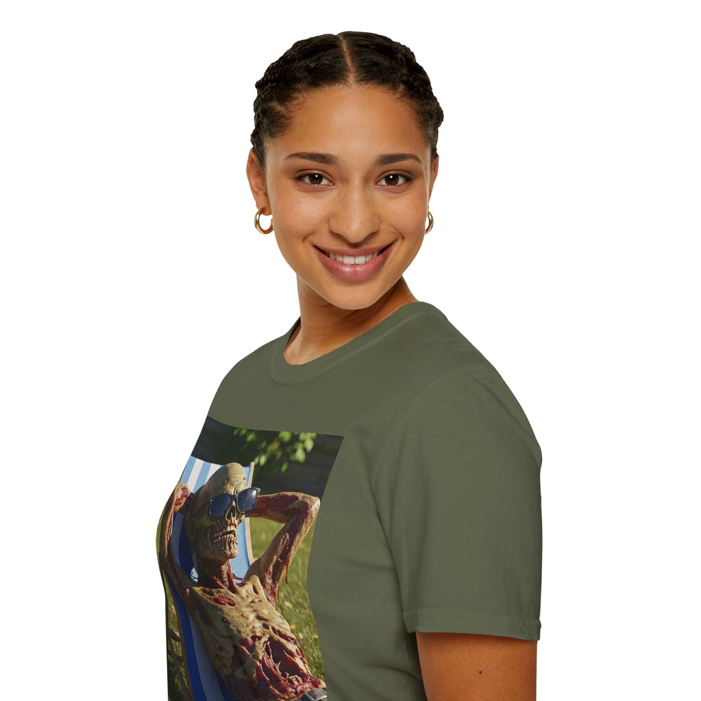Chillin' Skeleton Unisex Softstyle T-Shirt - Casual Halloween Vibe
