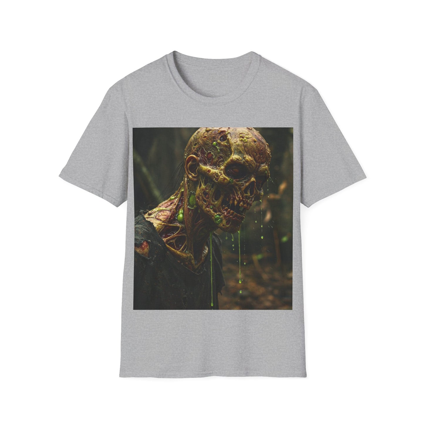 UK - Creepy Zombie Graphic Unisex Softstyle T-Shirt - Perfect for Halloween and Horror Fans