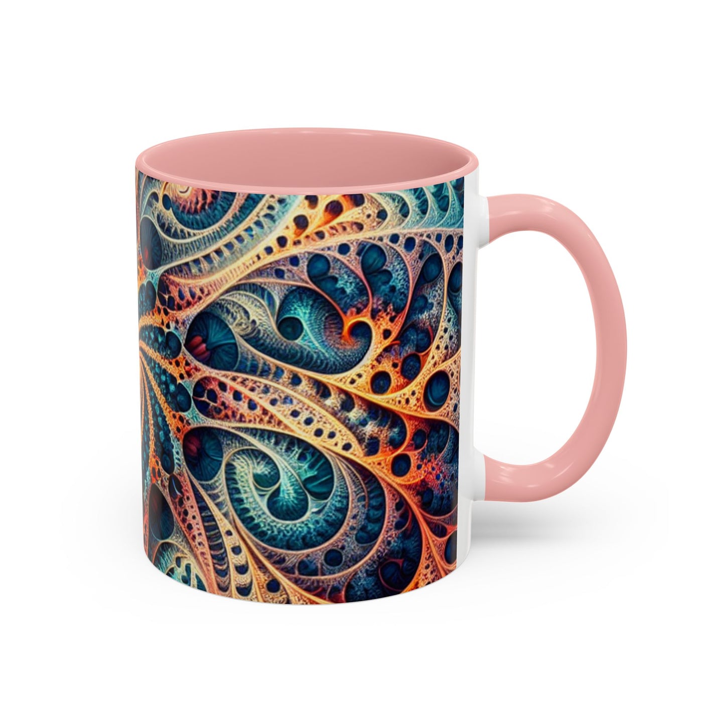 Colorful Swirl Accent Coffee Mug - 11oz & 15oz Ceramic Cup for Coffee Lovers