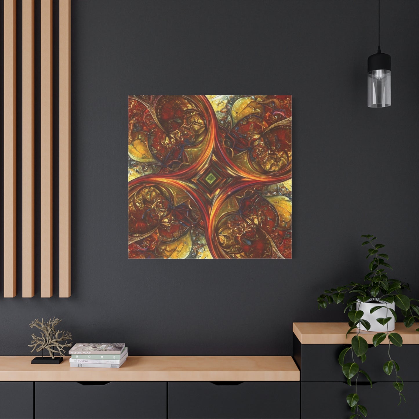 Abstract Art Matte Canvas Wall Decor - Vibrant Fractal Design, Colorful Home Accent