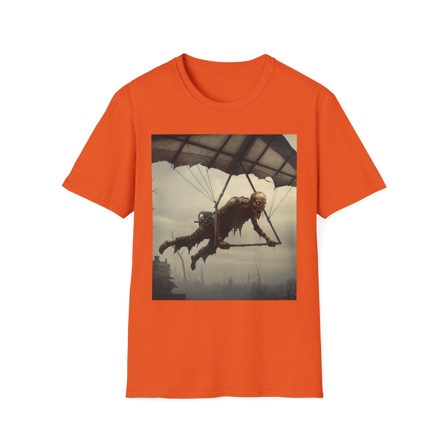 Zombie Parachute Unisex Softstyle T-Shirt - Perfect for Halloween and Horror Fans