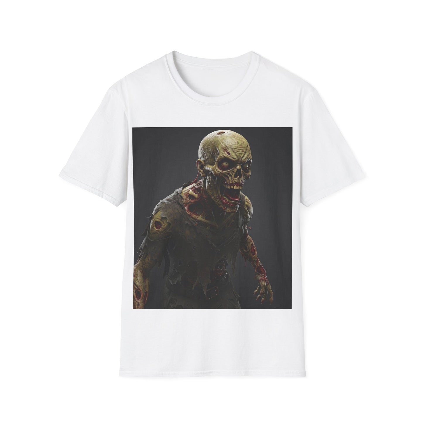 UK - Zombie Graphic Unisex Softstyle T-Shirt - Perfect for Halloween and Horror Fans
