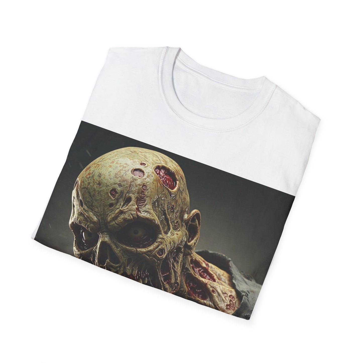 UK - Zombie Skull Unisex Softstyle T-Shirt - Spooky Halloween Tee