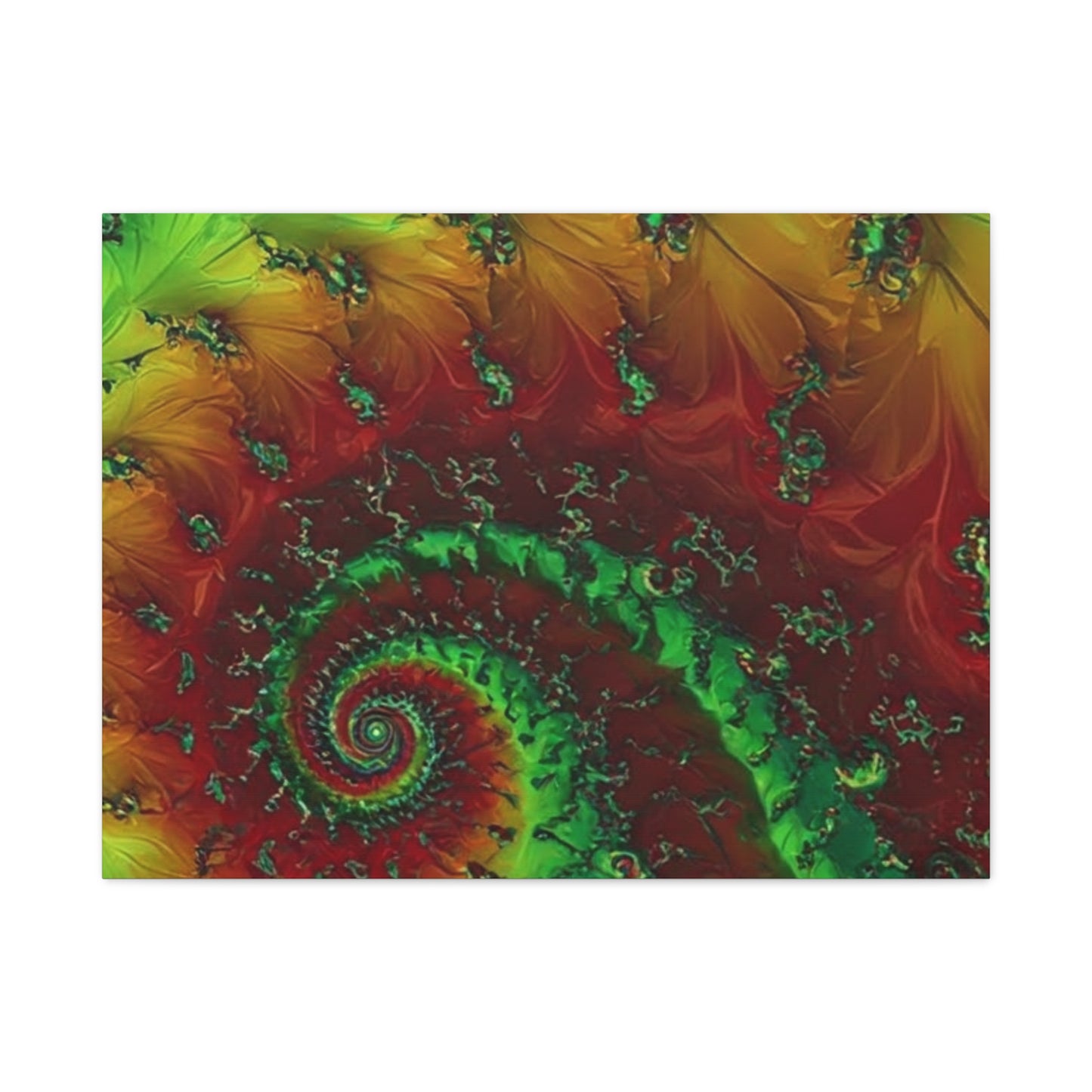 Vibrant Fractal Art Canvas - Green and Red Abstract Wall Decor
