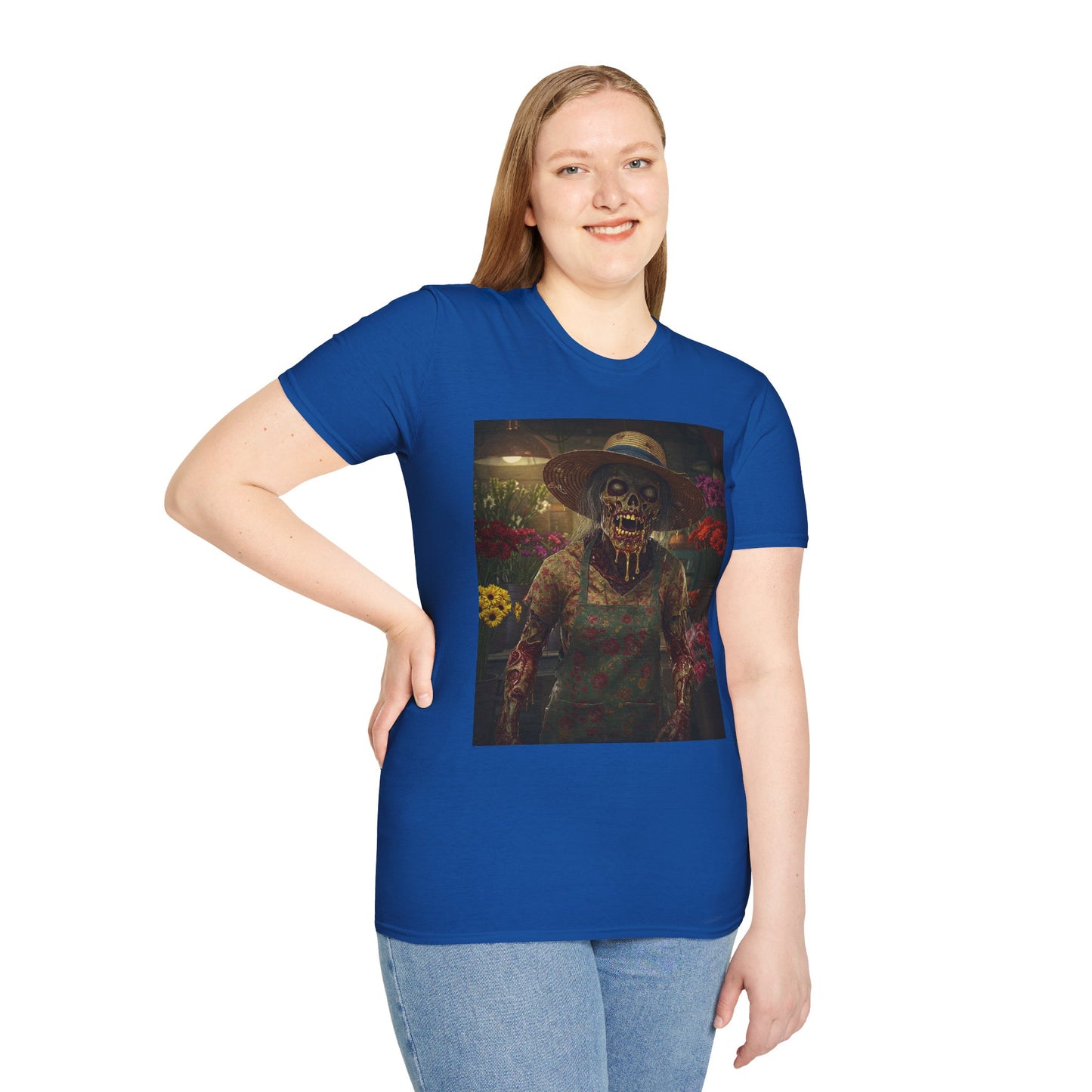 Unisex Softstyle T-Shirt - Vintage Floral Skeleton Design for Halloween
