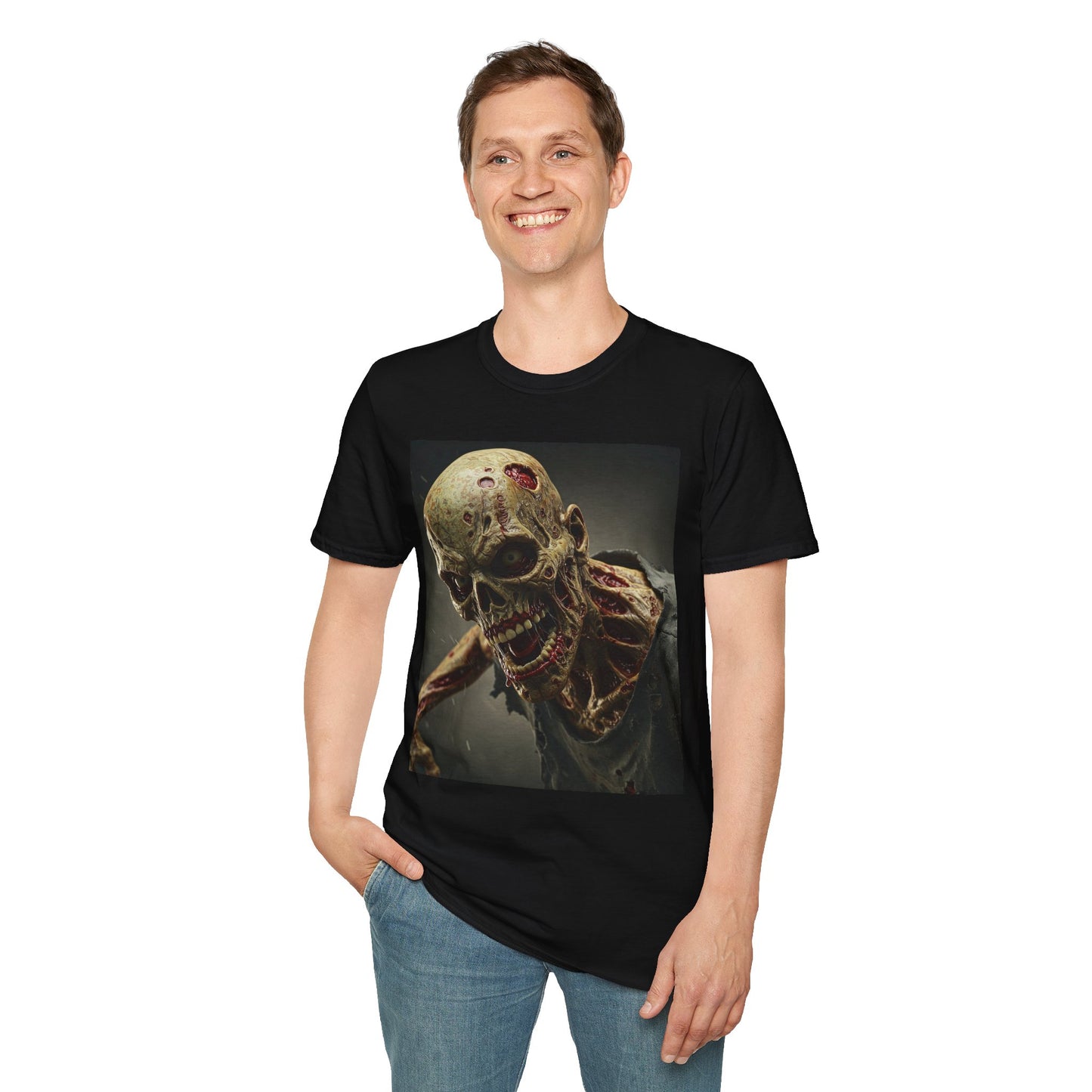 Zombie Skull Unisex Softstyle T-Shirt - Spooky Halloween Tee