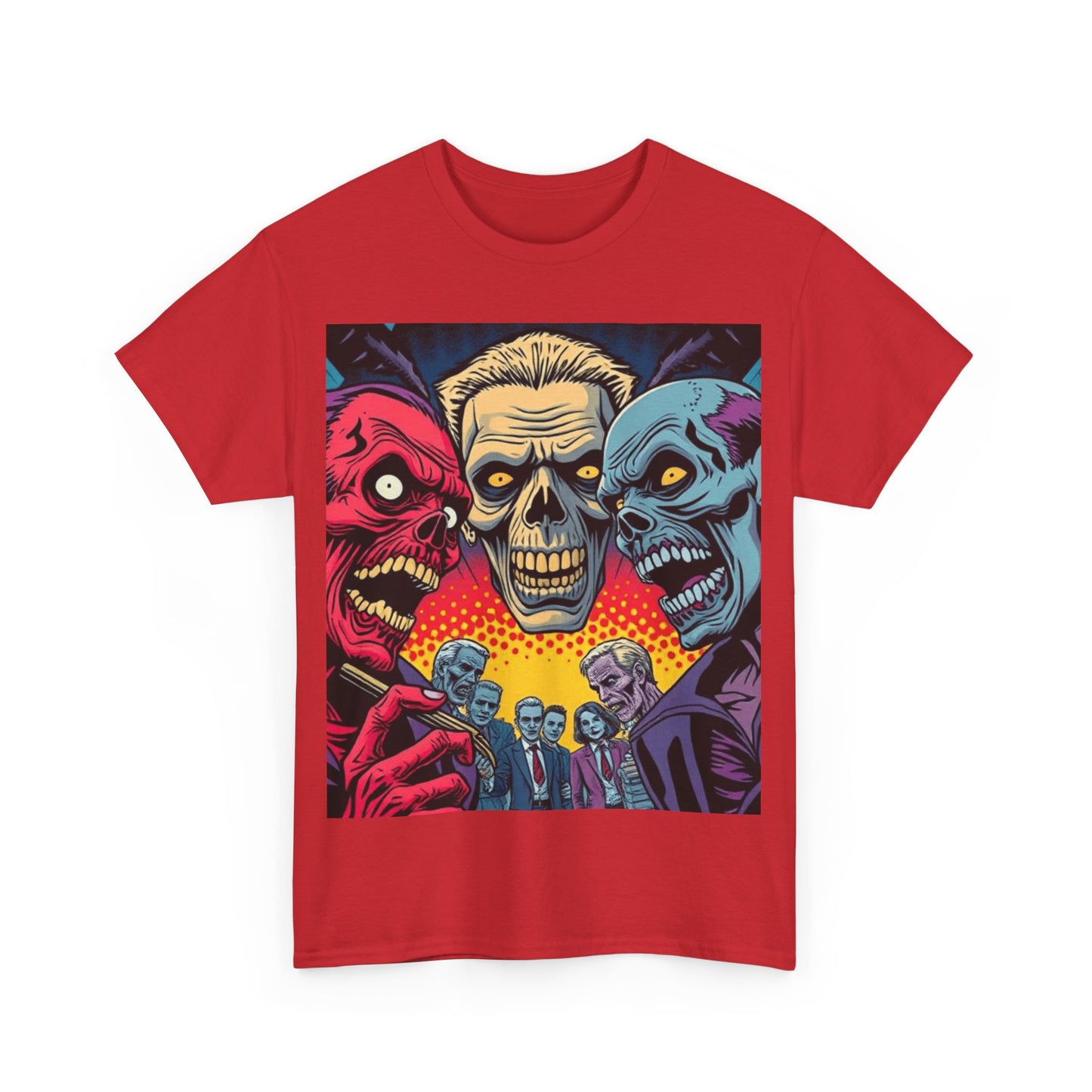 UK - Unisex Heavy Cotton Tee - Colorful Skeleton Design, Perfect for Halloween and Horror Fans
