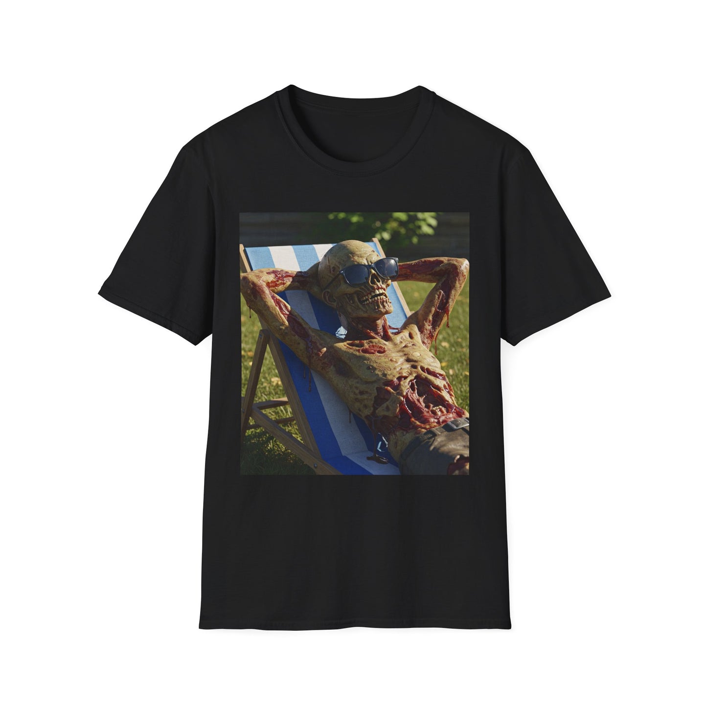 Chillin' Skeleton Unisex Softstyle T-Shirt - Casual Halloween Vibe