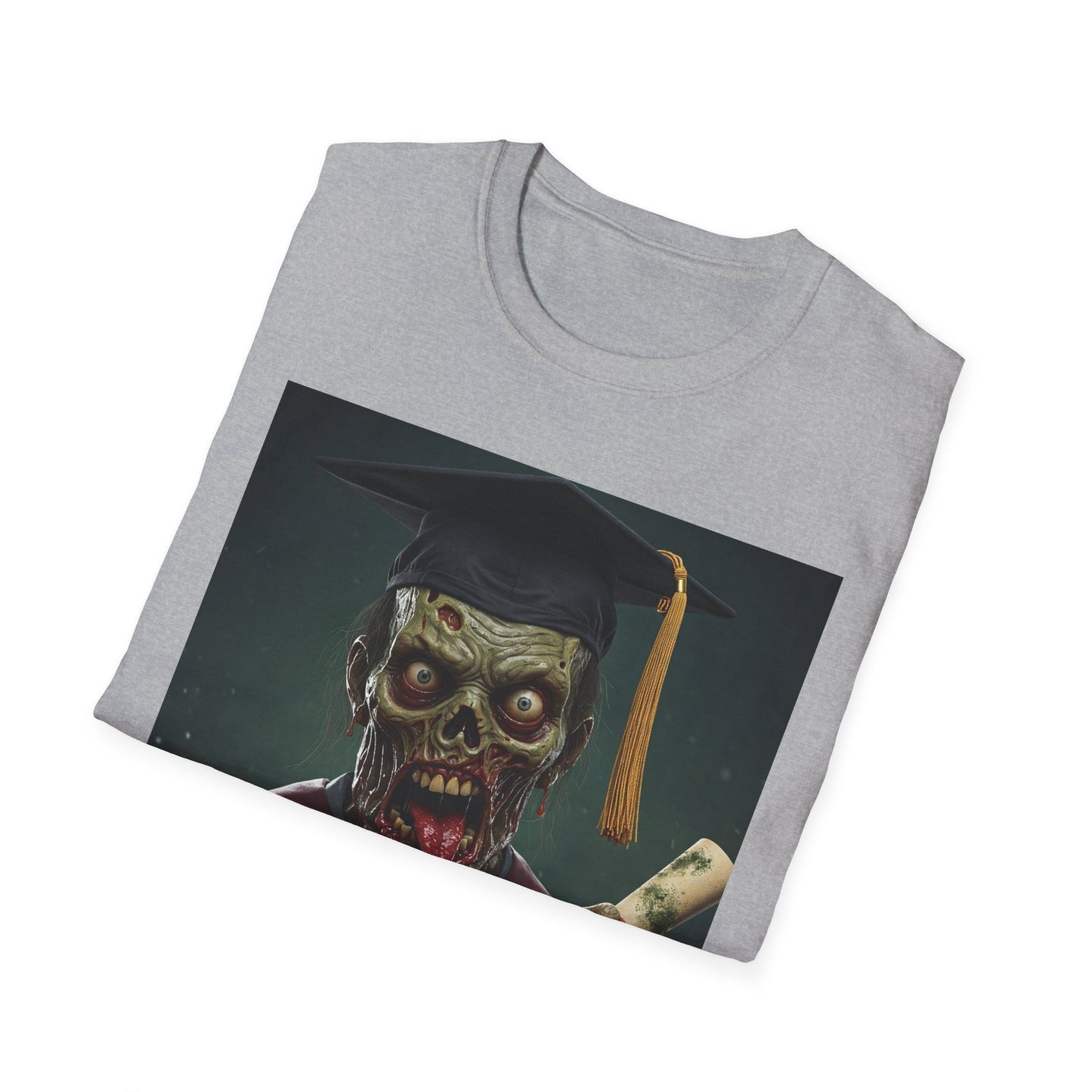 Zombie Graduate Unisex Softstyle T-Shirt - Perfect for Halloween & Graduation