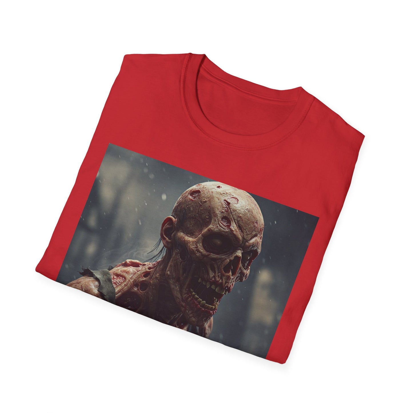 Unisex Softstyle T-Shirt with Creepy Skeleton Design - Perfect for Halloween and Horror Fans