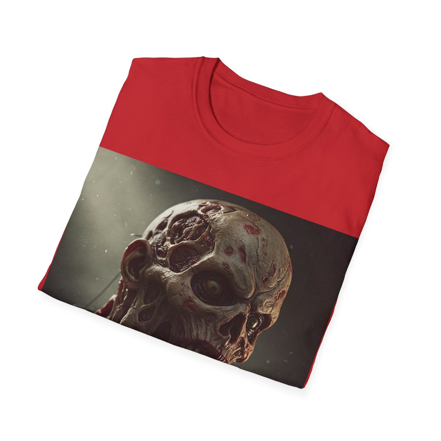 UK - Horror-Themed Unisex Softstyle T-Shirt with Zombie Design