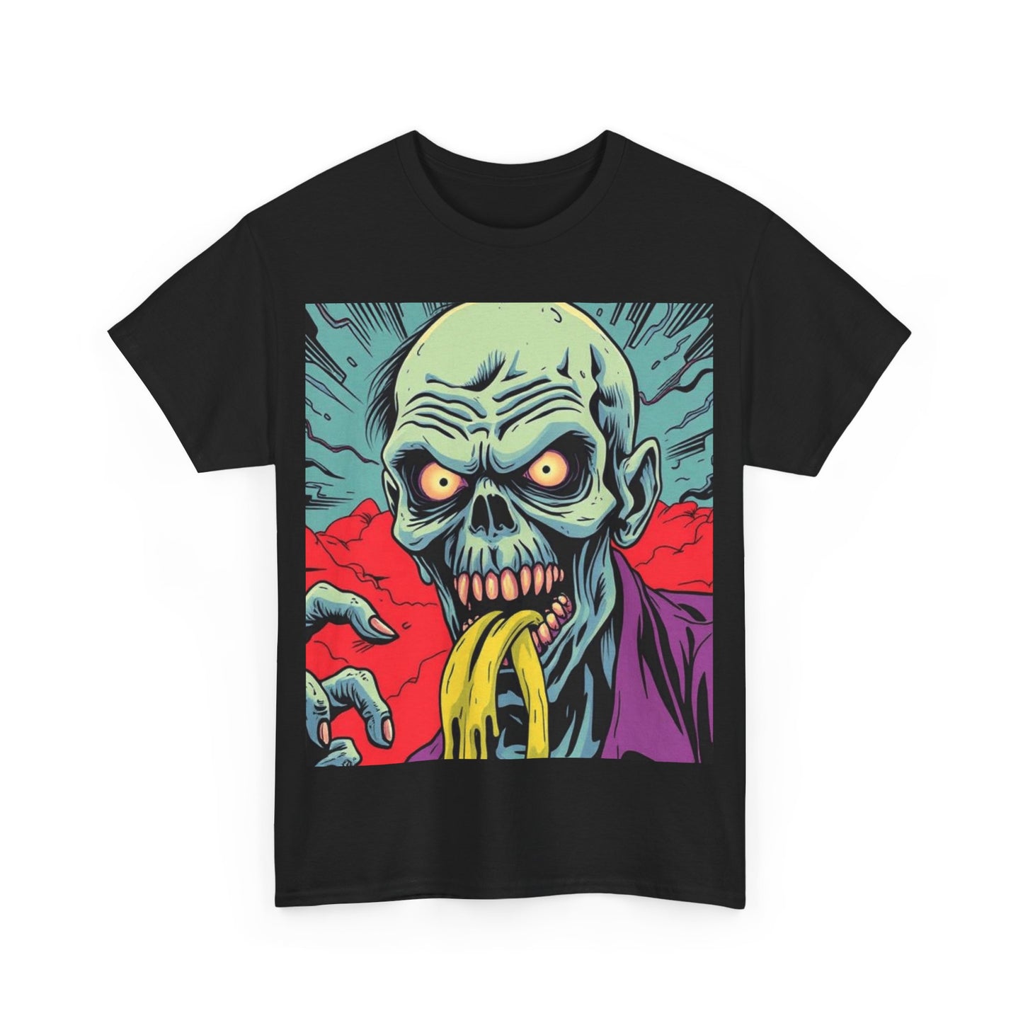 UK - Spooky Zombie Graphic Tee - Unisex Heavy Cotton T-Shirt for Halloween and Casual Wear
