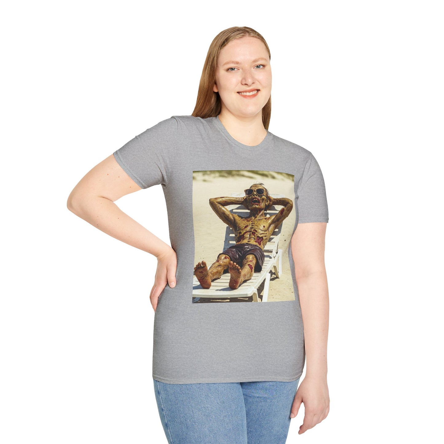 Chillin' Skeleton Unisex Softstyle T-Shirt - Perfect for Halloween & Casual Wear