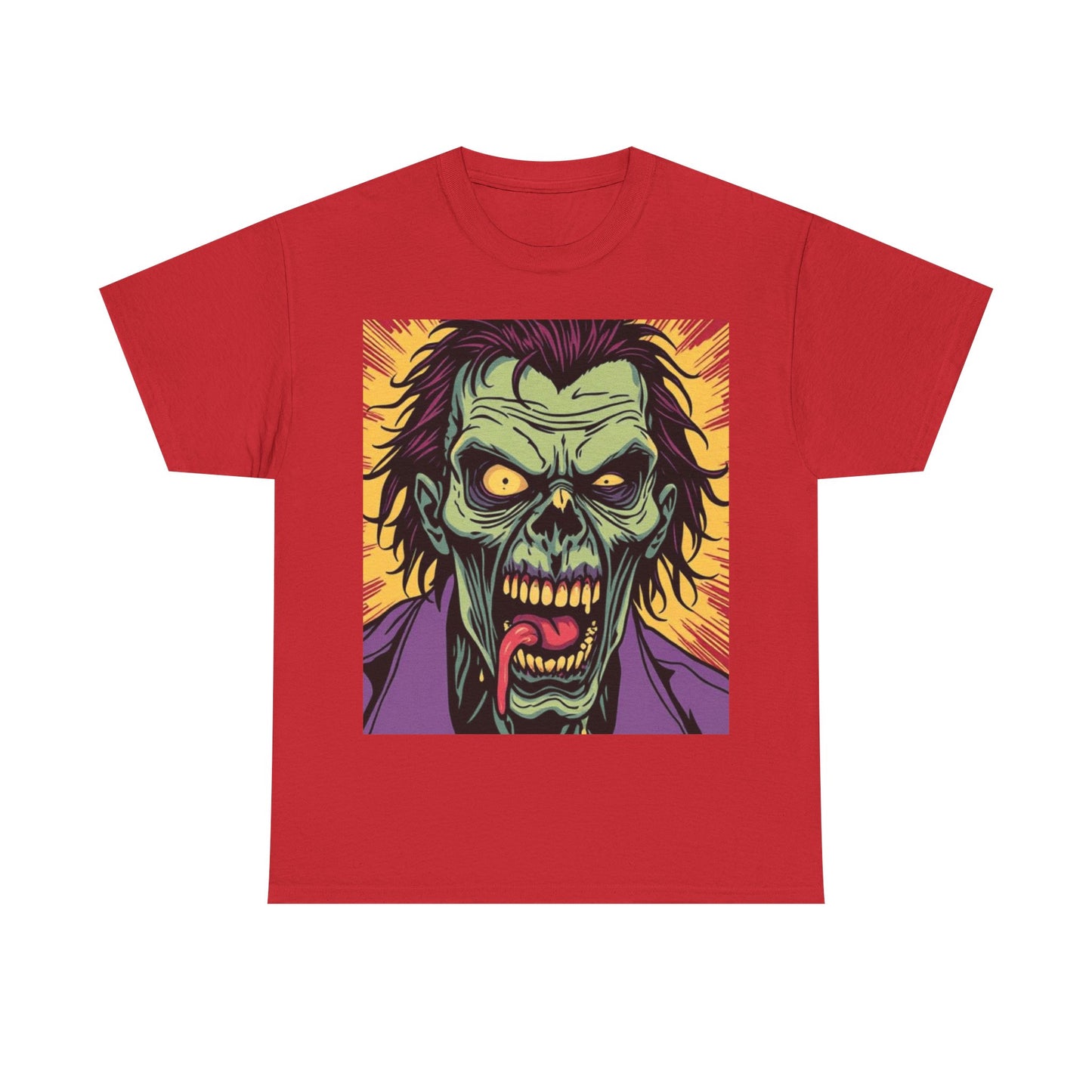 UK - Horror-Themed Unisex Heavy Cotton Tee - Zombie Graphic T-Shirt for Halloween & Casual Wear