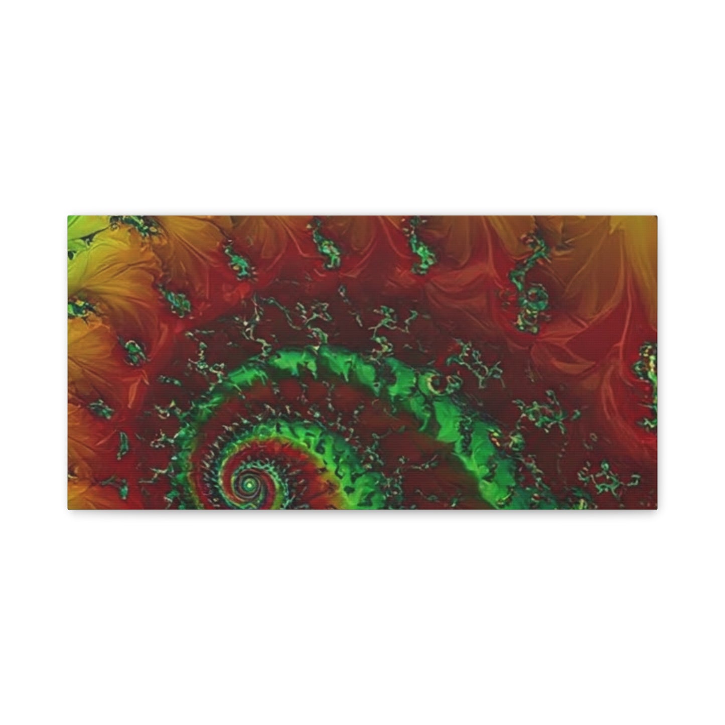 Vibrant Fractal Art Canvas - Green and Red Abstract Wall Decor