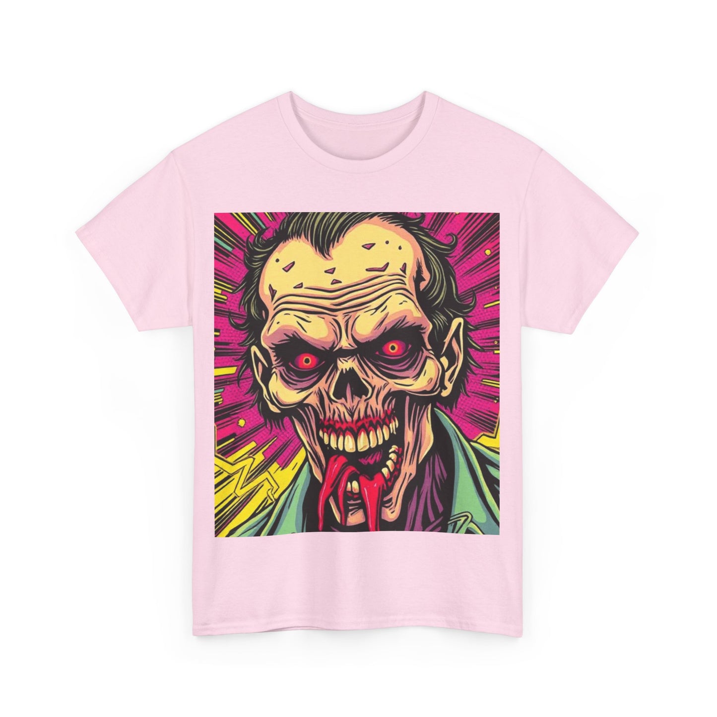 UK - Retro Zombie Graphic Unisex Heavy Cotton Tee - Perfect for Halloween and Horror Fans