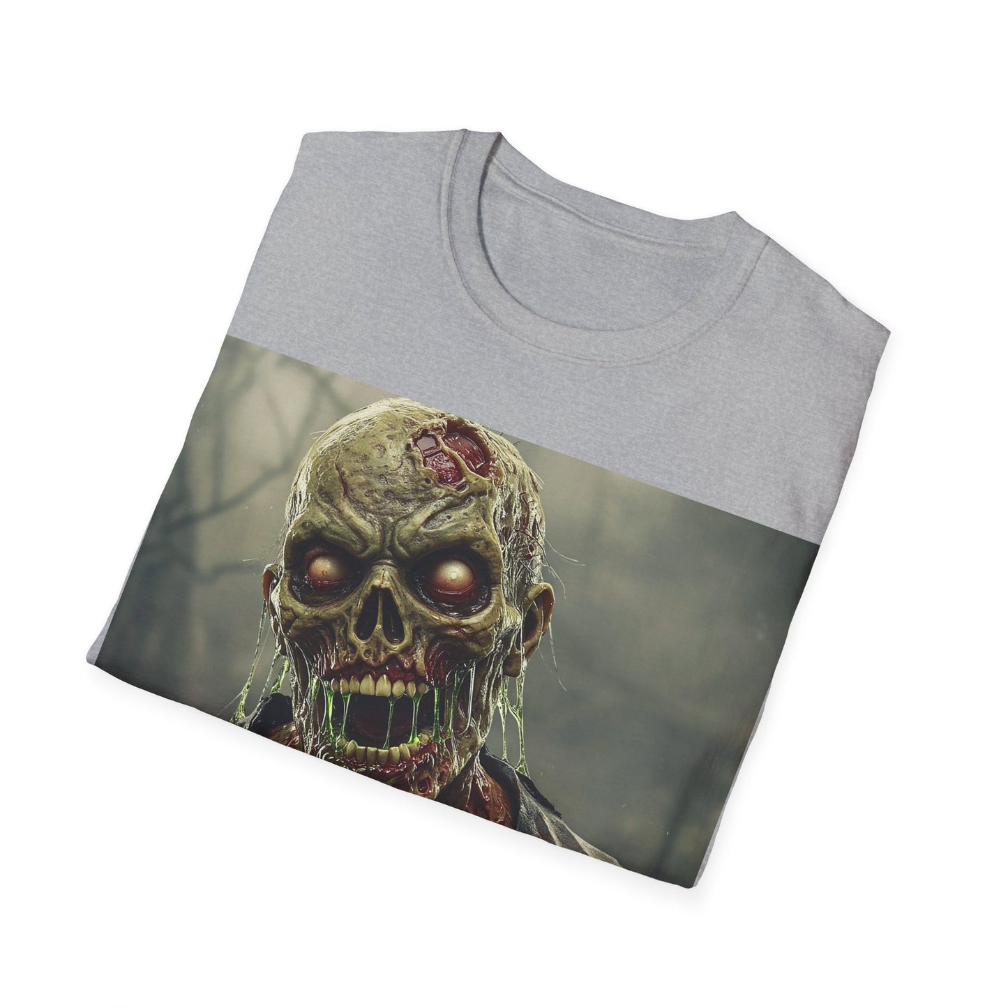 UK - Unisex Softstyle Zombie Graphic T-Shirt - Perfect for Halloween and Horror Fans