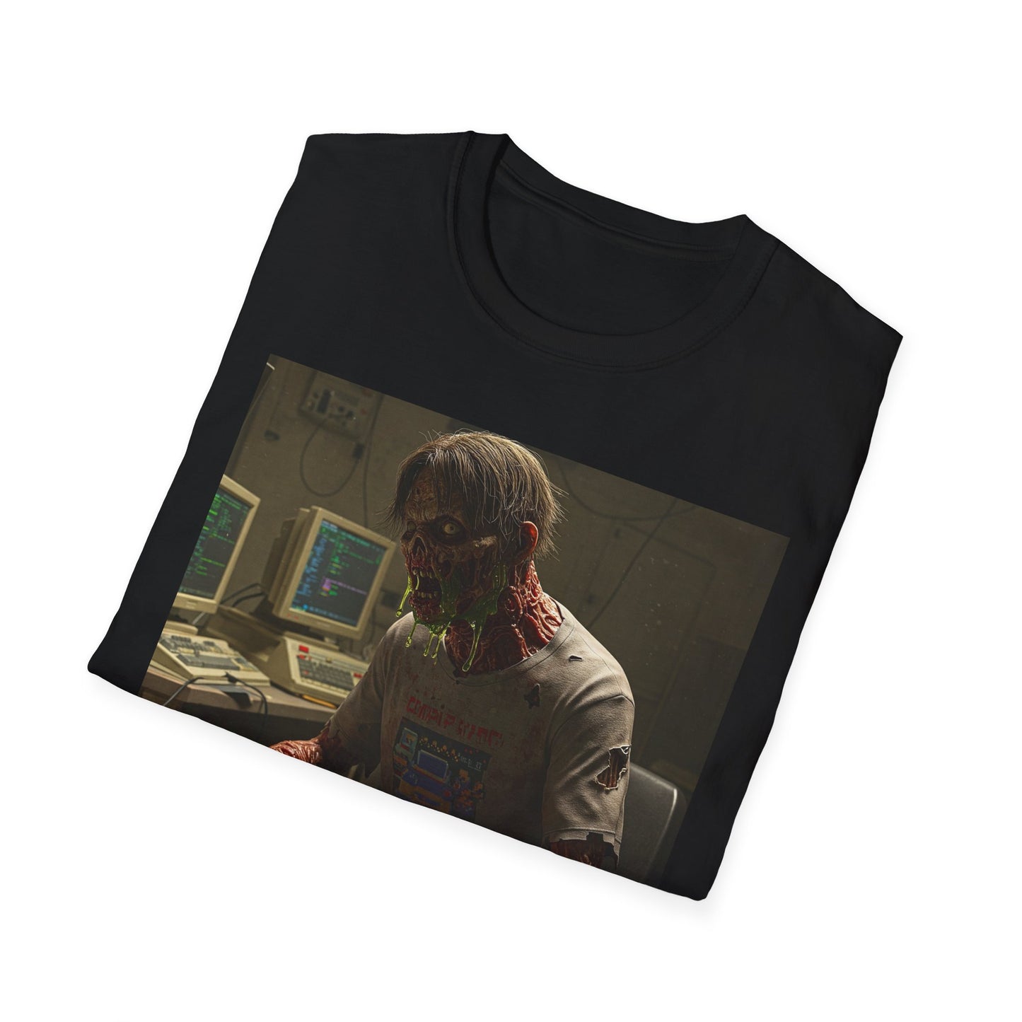 Zombie Hacker Unisex Softstyle T-Shirt - Retro Gaming Vibe