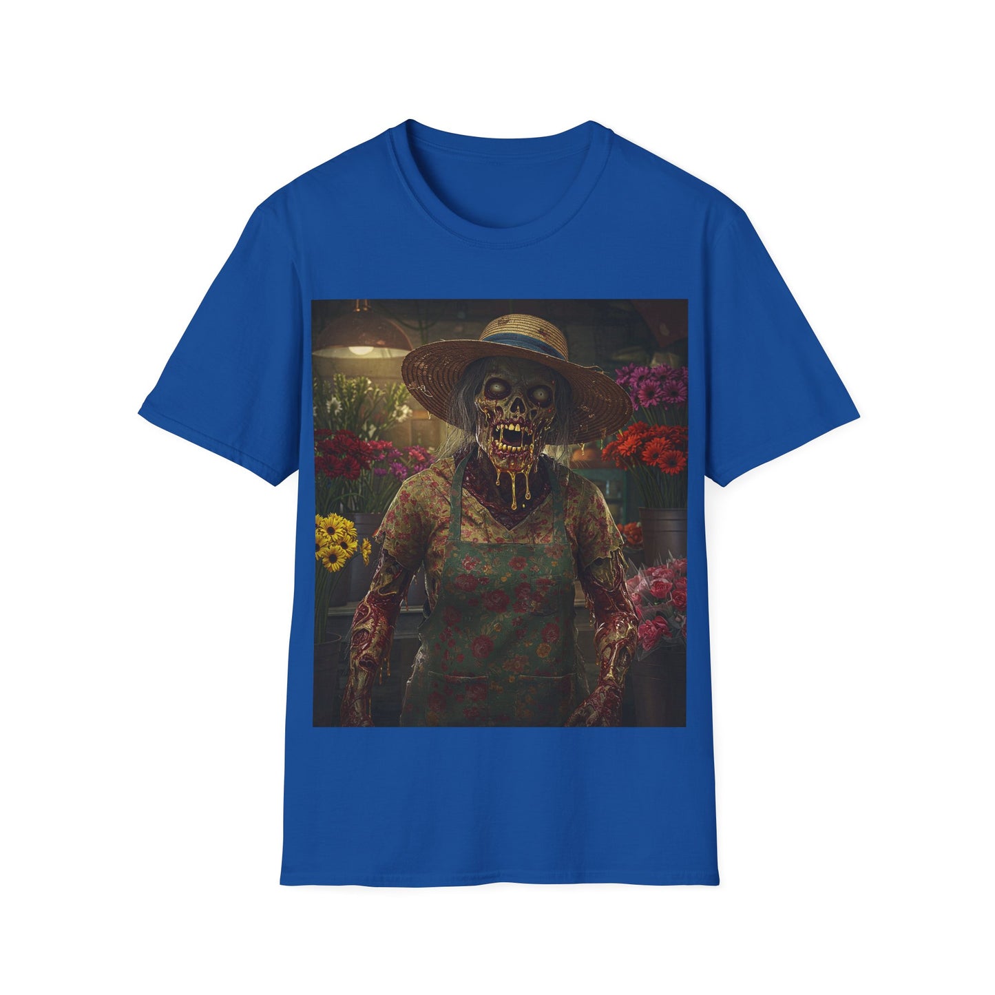 UK - Unisex Softstyle T-Shirt - Vintage Floral Skeleton Design for Halloween