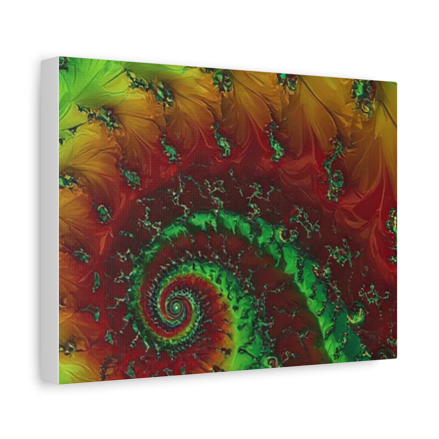 Vibrant Fractal Art Canvas - Green and Red Abstract Wall Decor