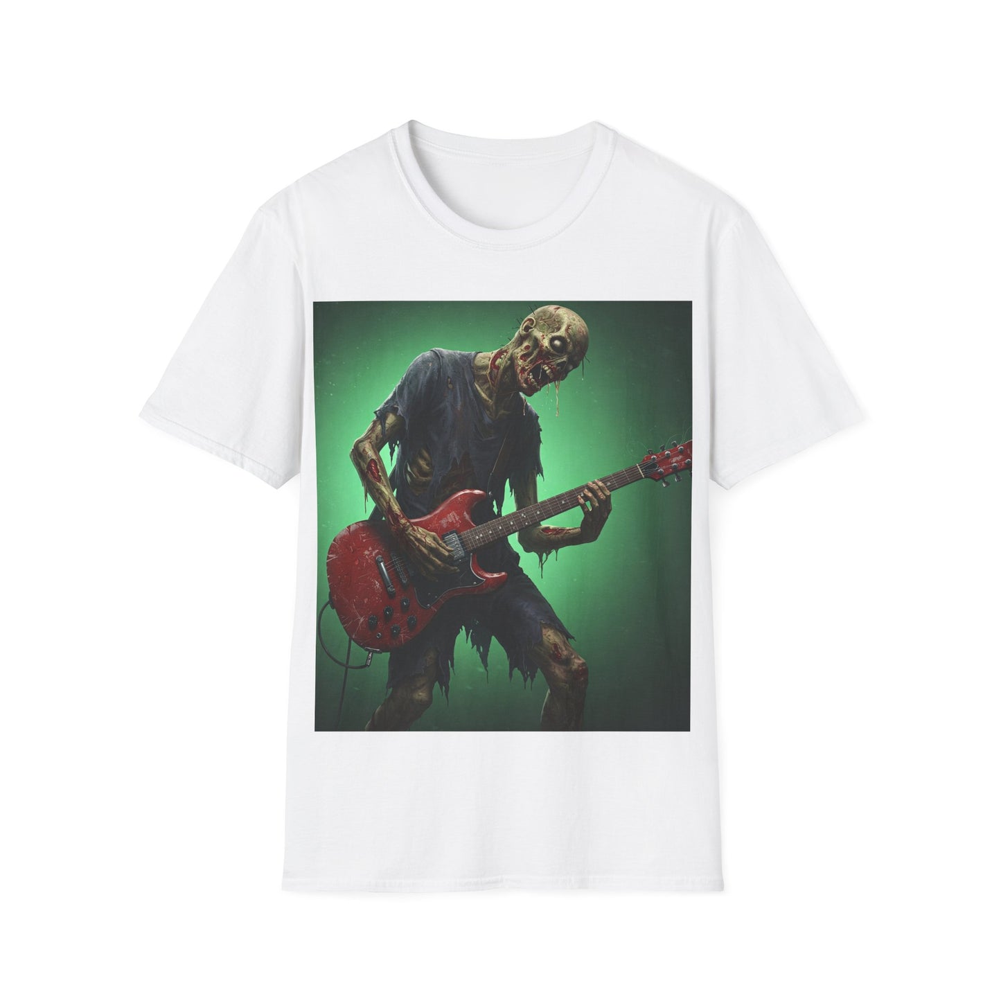 UK - Zombie Rocker Apocalyptic Portrait Tee, bold, decaying zombie graphic