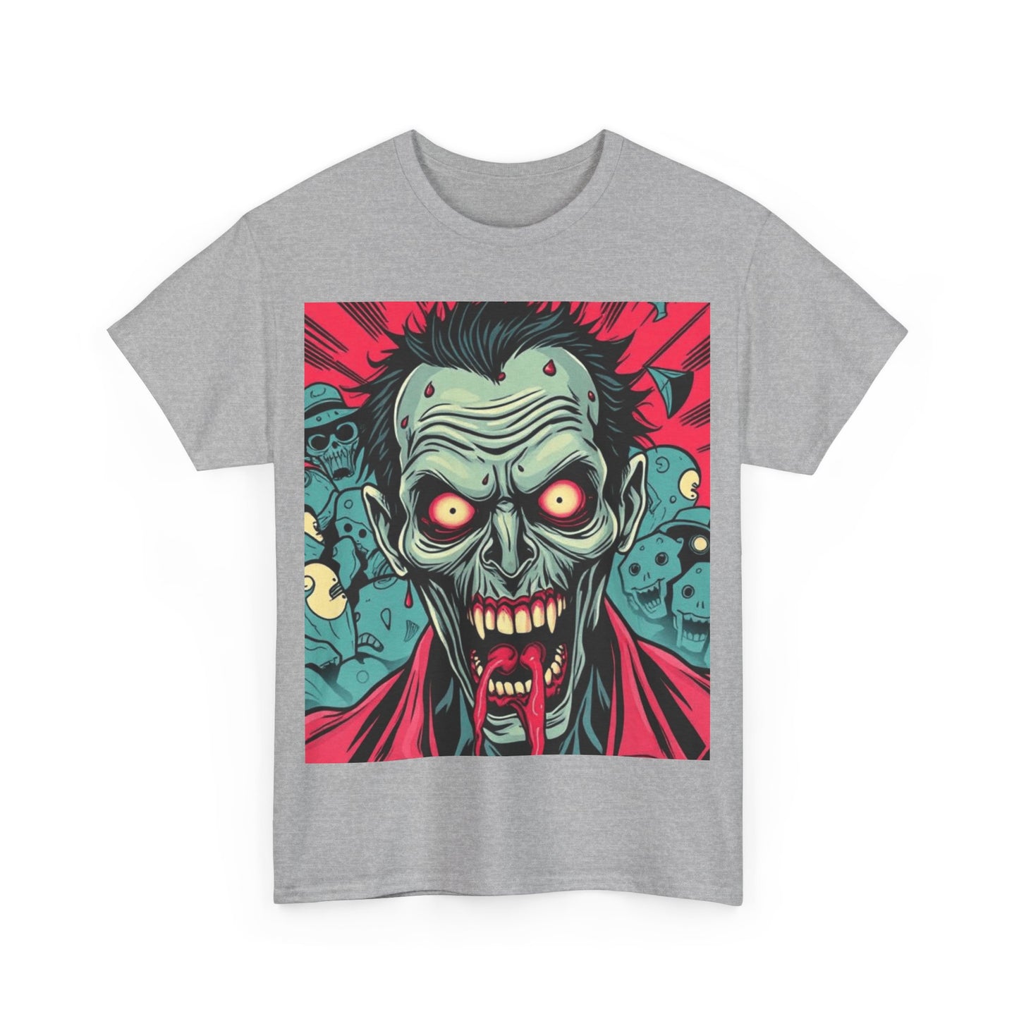 UK - Unisex Heavy Cotton Tee - Spooky Zombie Graphic Tee for Halloween