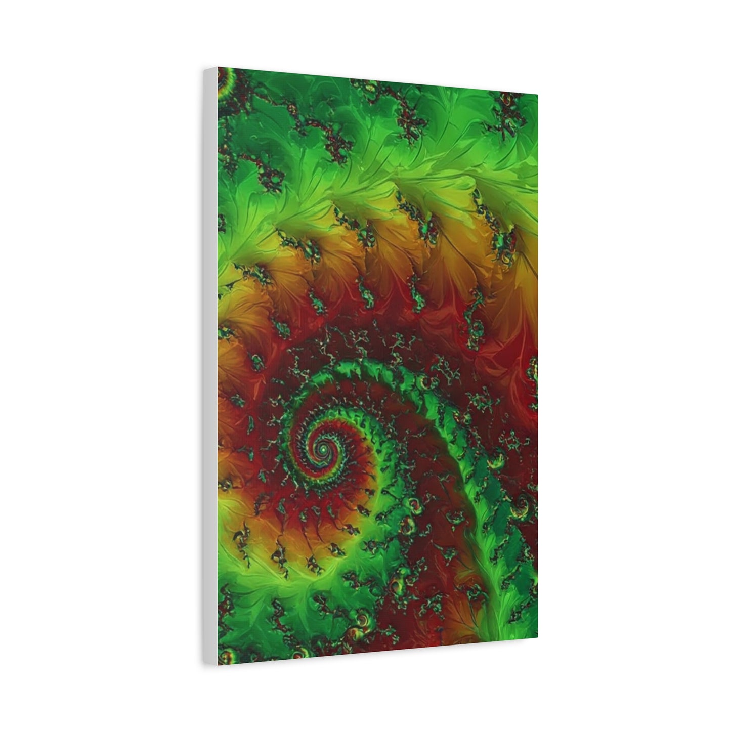 Vibrant Fractal Art Canvas - Green and Red Abstract Wall Decor