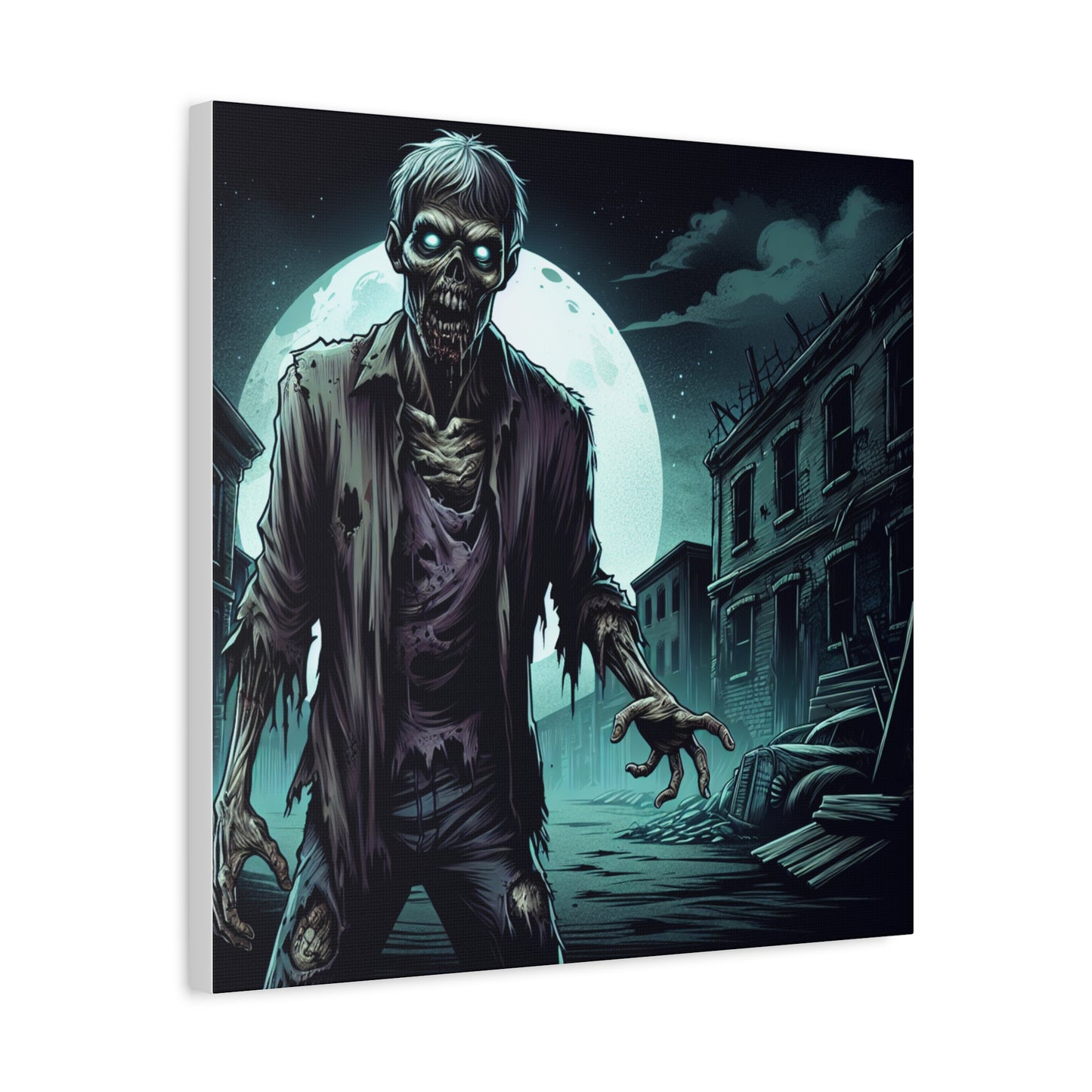 Zombie Moon Canvas Wall Art - Horror Decor for Halloween