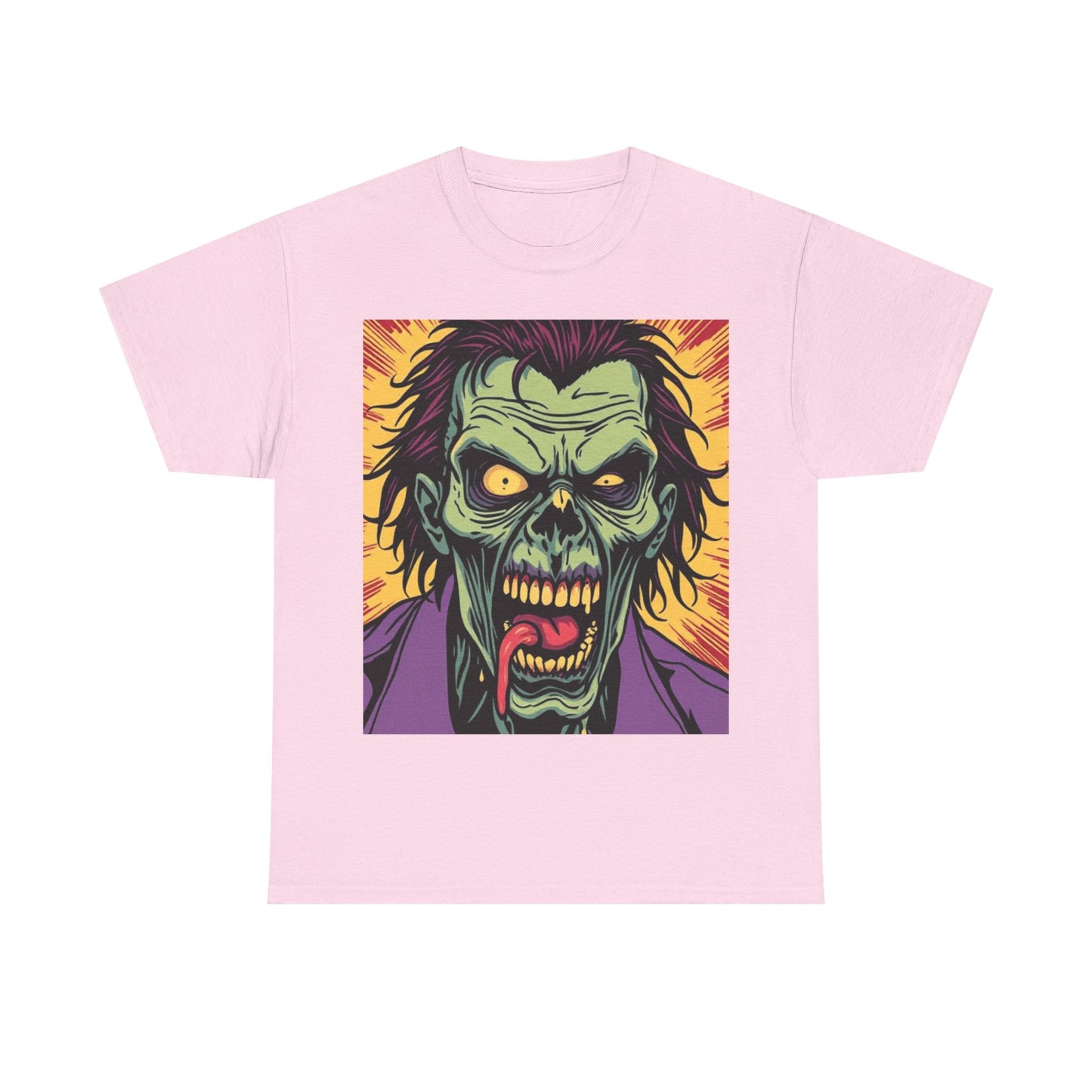 UK - Horror-Themed Unisex Heavy Cotton Tee - Zombie Graphic T-Shirt for Halloween & Casual Wear