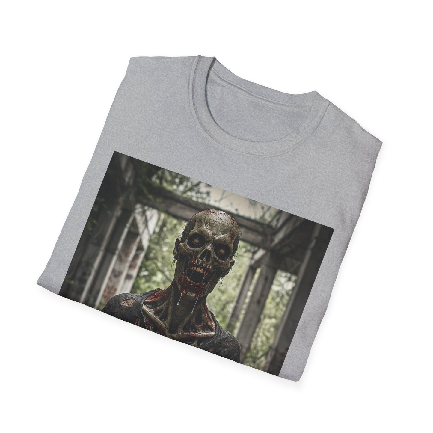 Apocalyptic Portrait Tee, bold, decaying zombie graphic